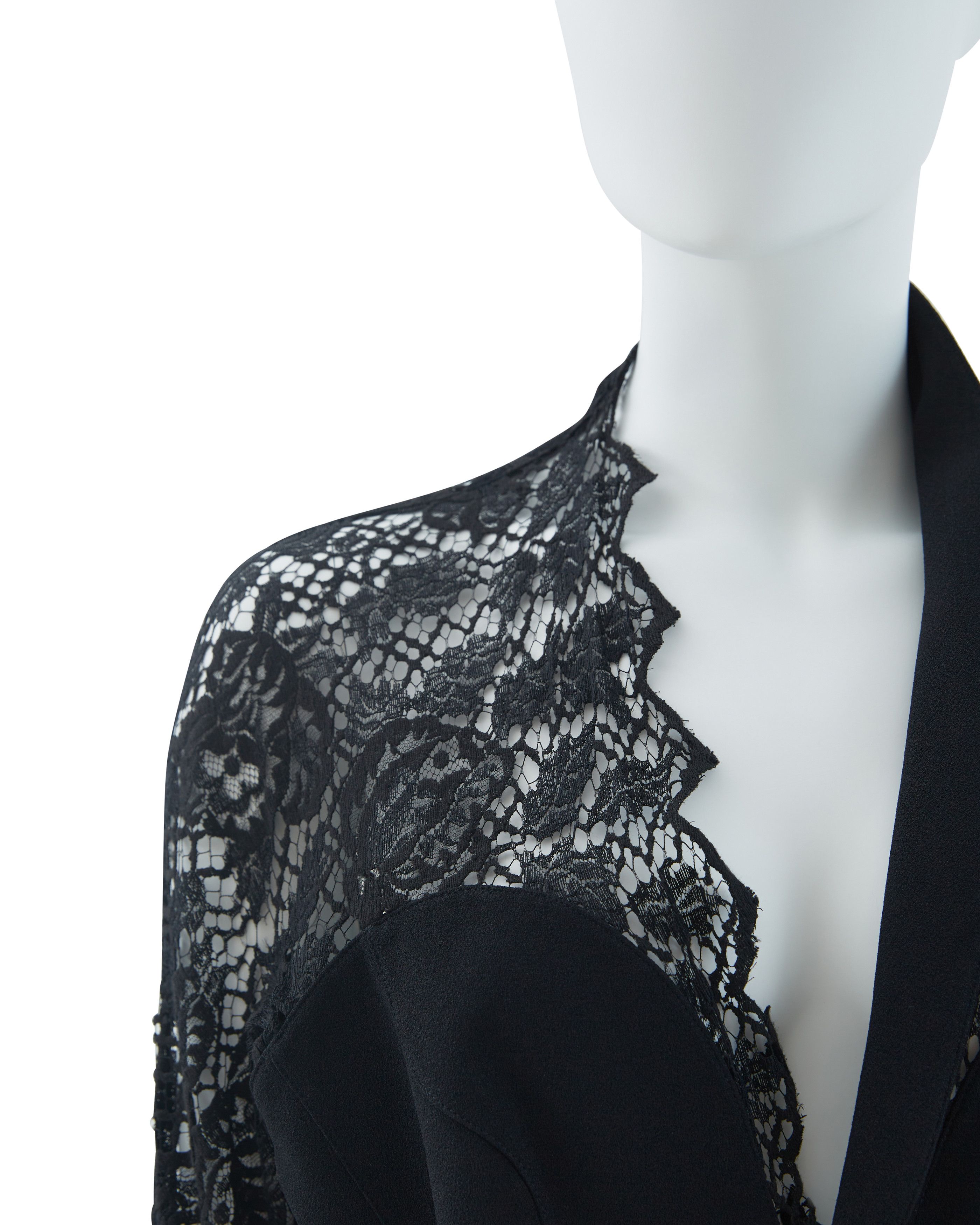 Thierry Mugler 1980s Black rayon blend crepe asymmetrically draped dress Size M / US 6-8 / IT 42-44 - 9 Thumbnail