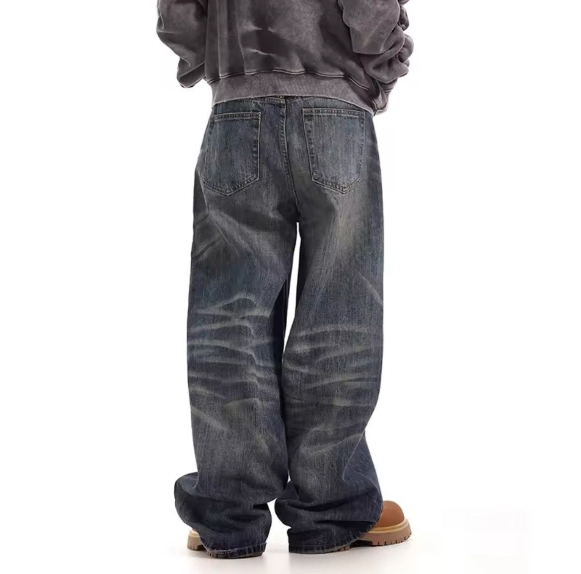 Jean Vintage Washed Loose Straight Jeans Size US 32 / EU 48 - 3 Thumbnail