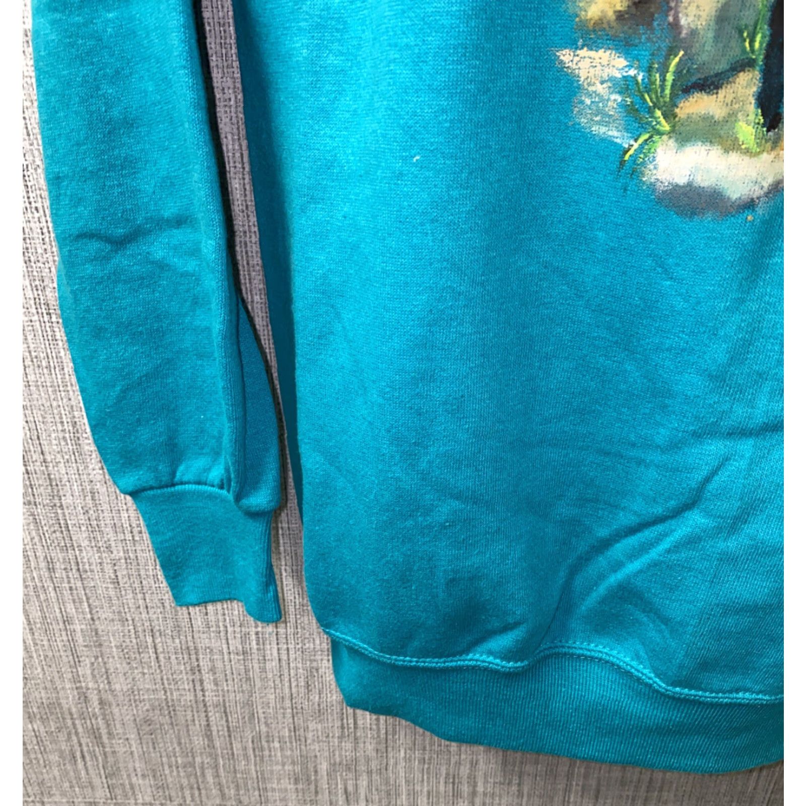 Altea VINTAGE Unbranded Teal Fleece Lined HANDPAINTED Crewneck Sweater Adult Medium USA Men Size US M / EU 48-50 / 2 - 3 Thumbnail
