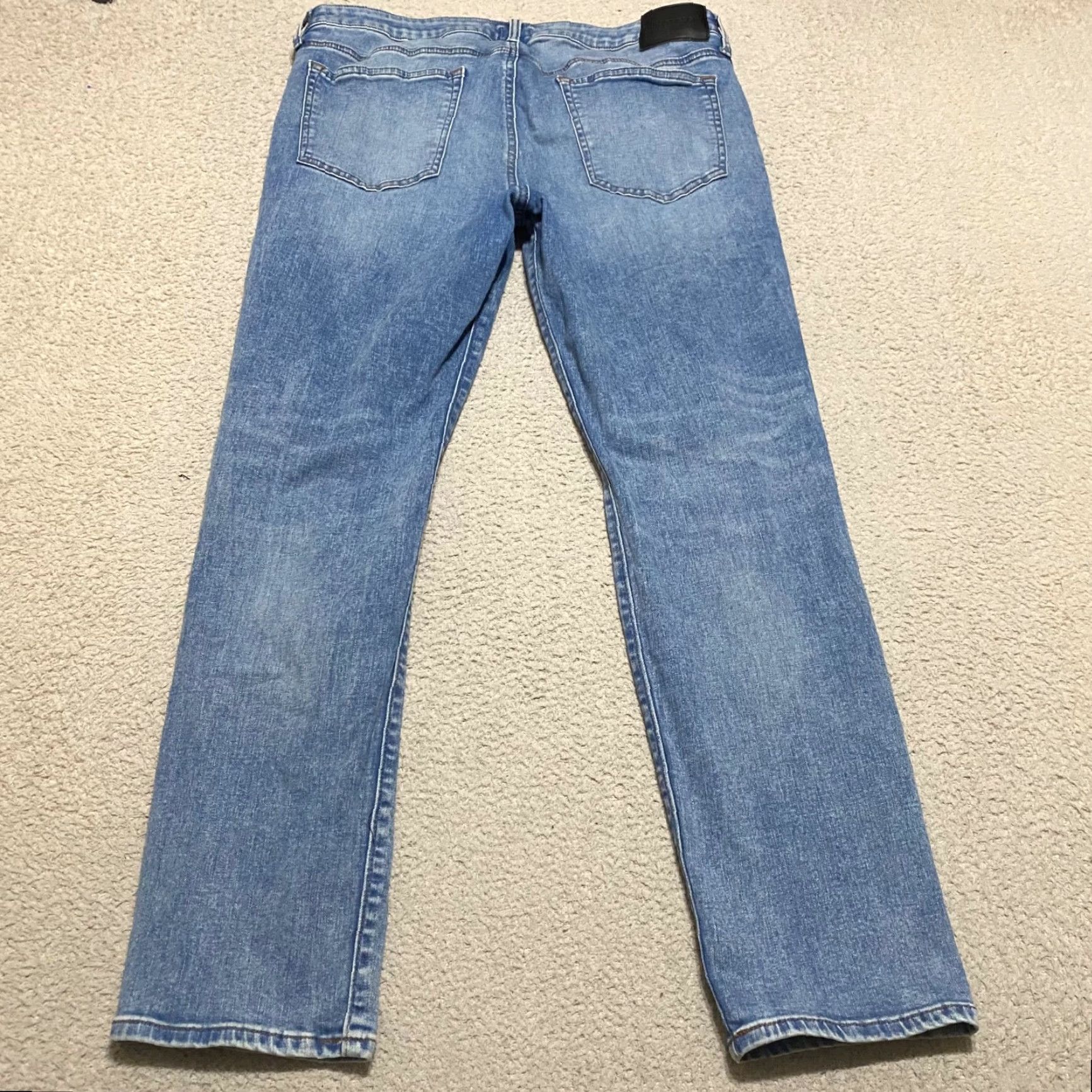 Express Express Jeans Slim Straight Men 36x30 Blue Denim Medium Wash Stretch Pockets 5-Pocket Design Vintage No Size US 36 / EU 52 - 2 Thumbnail