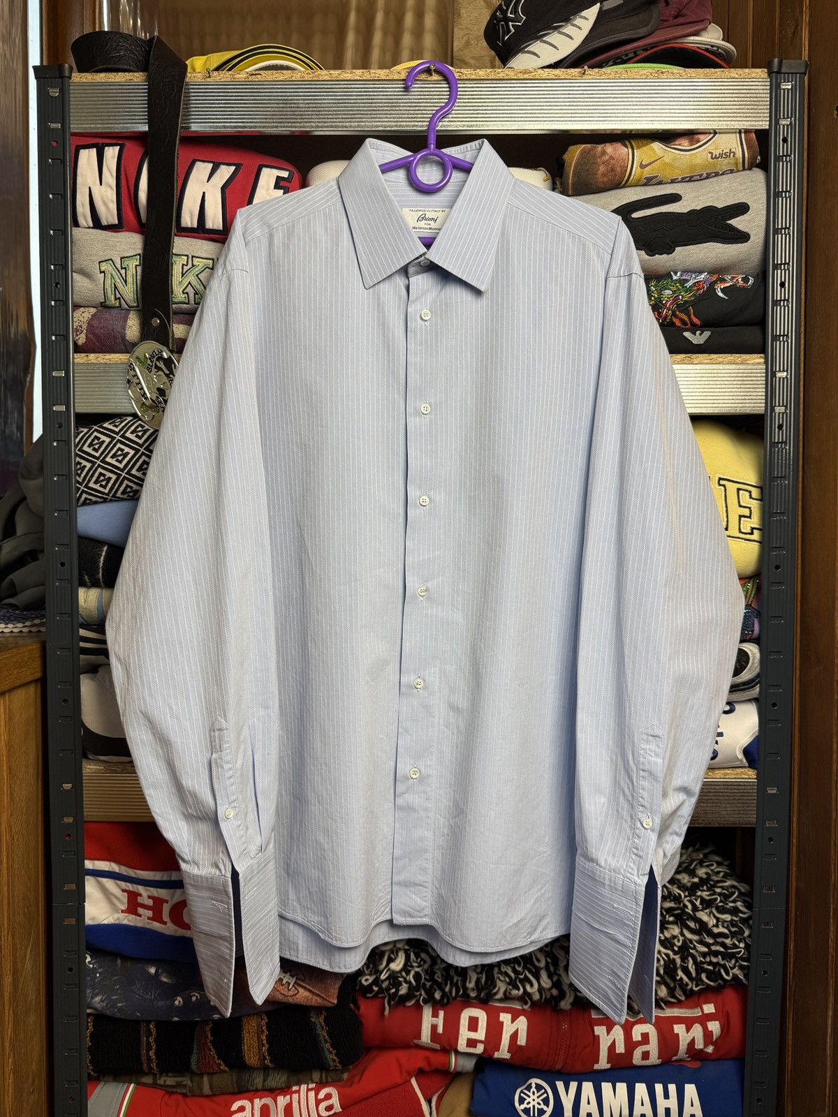 Brioni Vintage Brioni Shirt Made in Italy Stripped Blue Size US L / EU 52-54 / 3 - 1 Thumbnail