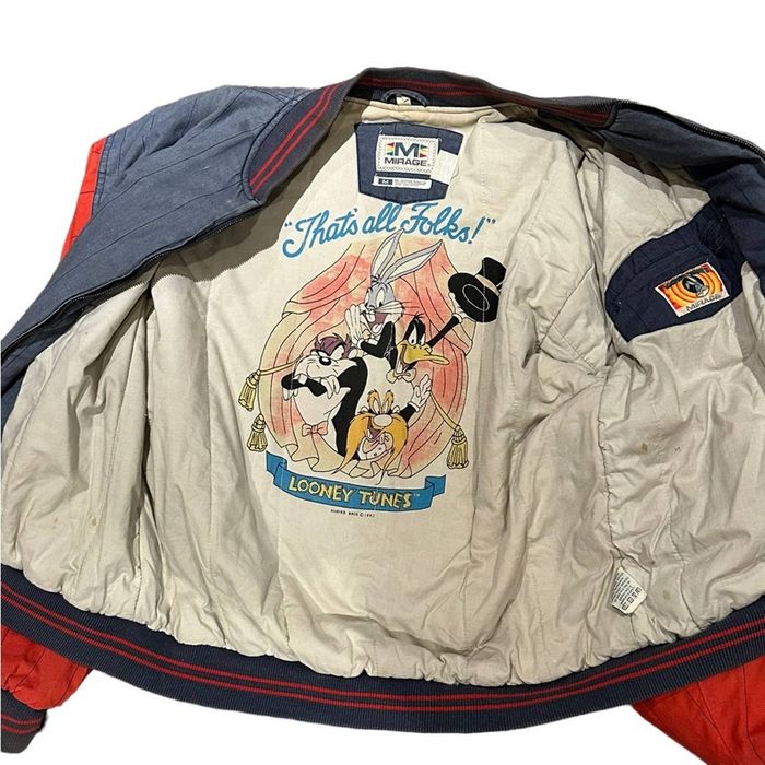 Mirage Vintage 1993 Looney Tunes Baseball Style Full Zip Jacket Med