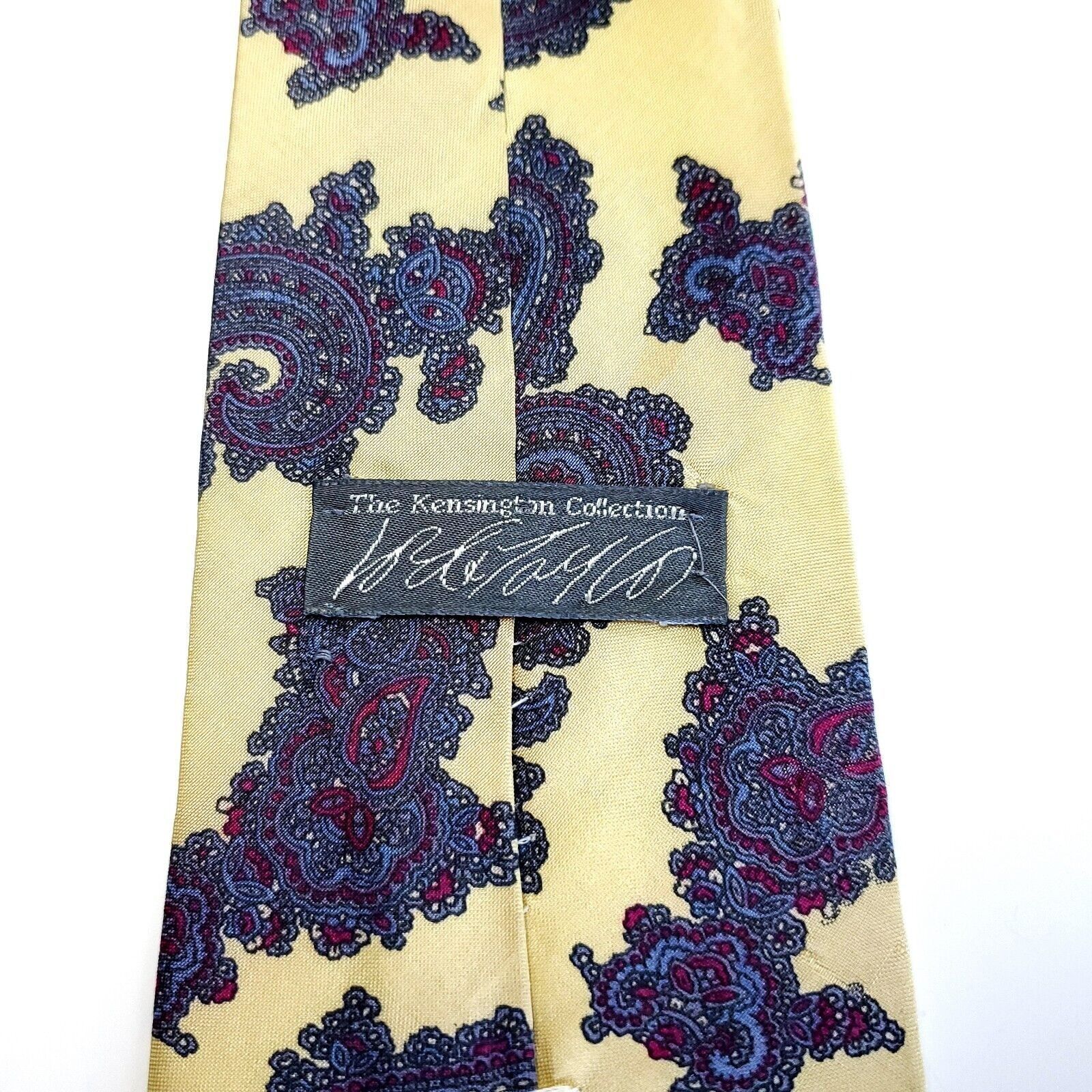 Lord & Taylor Lord & Taylor Yellow Blue Silk Tie Woven Short Paisley Size ONE SIZE - 4 Thumbnail