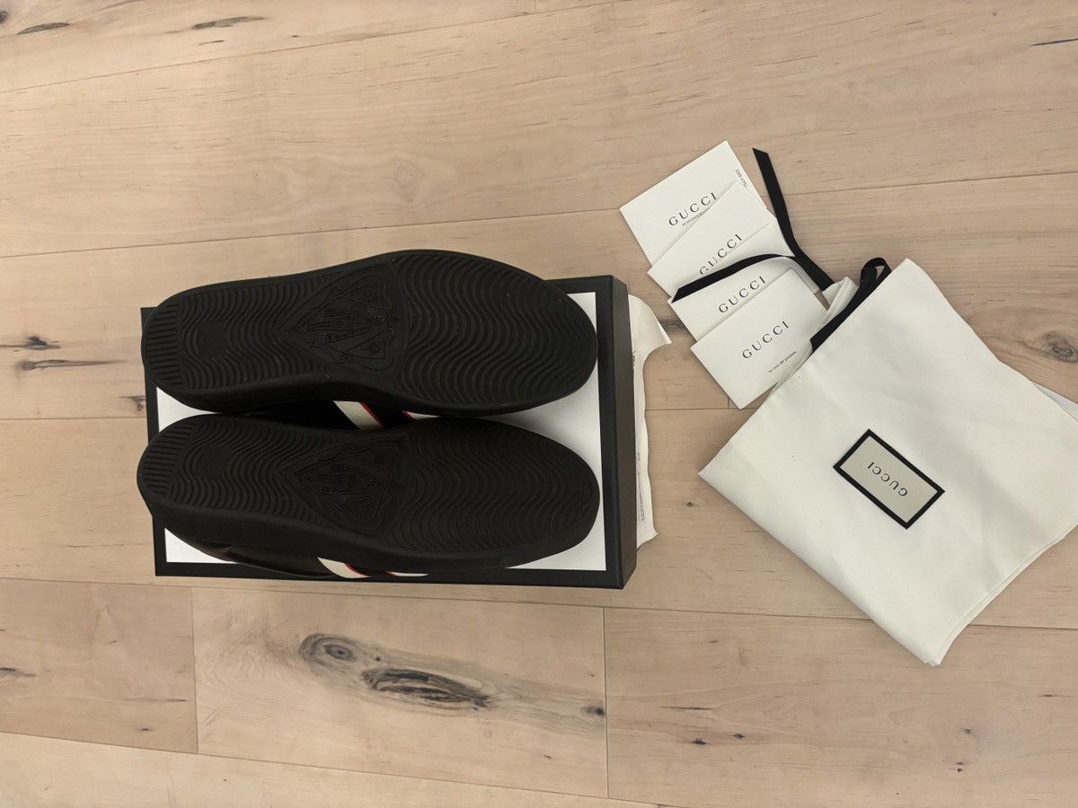 Gucci Gucci Ace Stripe Leather ‘Black’ Size US 8.5 / IT 38.5 - 6 Thumbnail