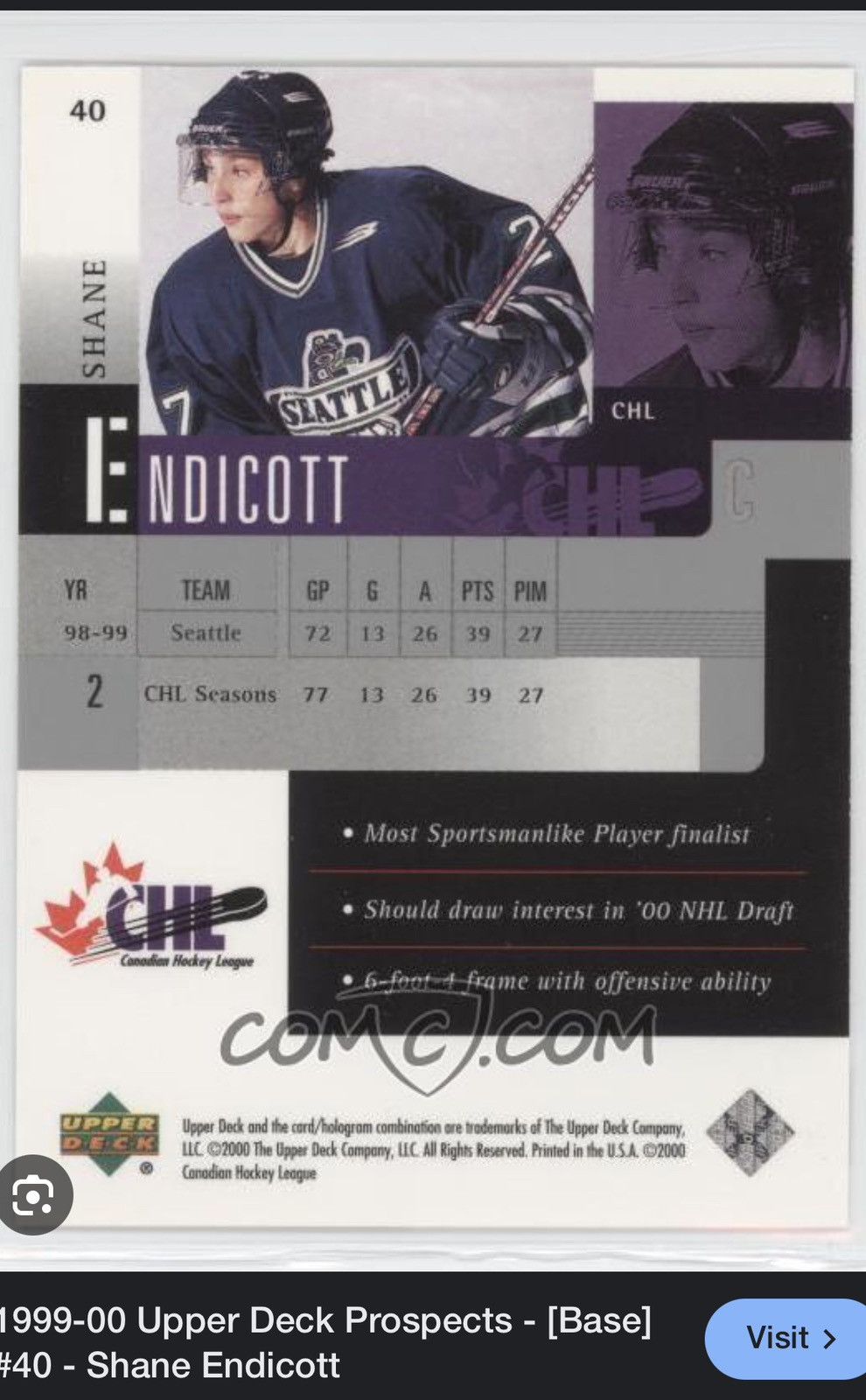 Ccm Seattle Thunderbirds Shane endicott Game worn Hockey Jersey Size US XL / EU 56 / 4 - 5 Thumbnail
