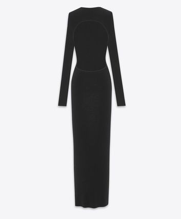Saint Laurent Paris o1bcso1str1125 Open Back Dress In Cashmere in Black Size M / US 6-8 / IT 42-44 - 2 Thumbnail