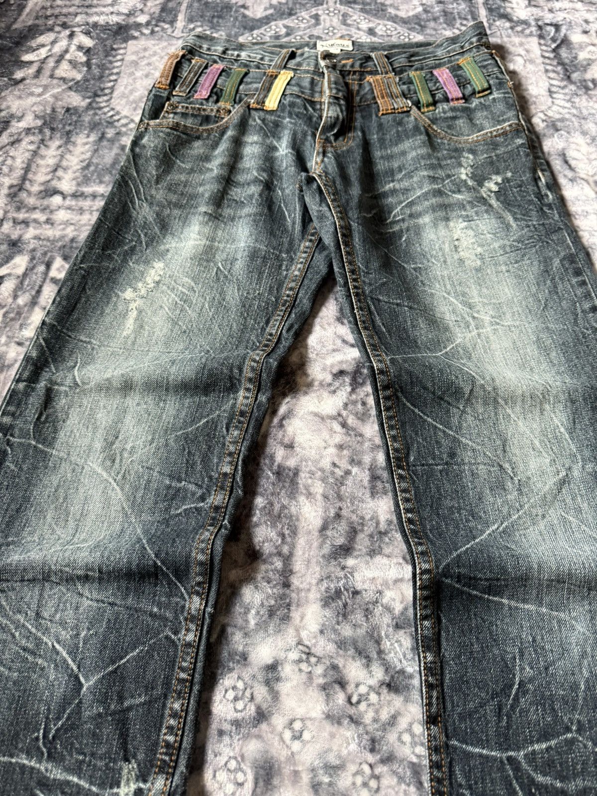 Japanese Brand × LOWBOX × Tete Homme Nylaus Japan Cut And Sew Double Waist Shadow Wash Jeans Size US 30 / EU 46 - 10 Thumbnail