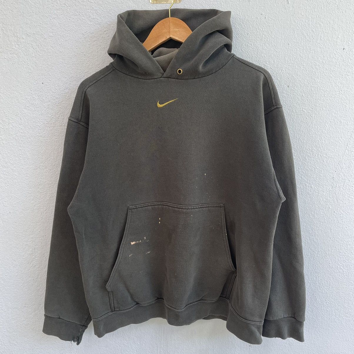 Nike × Vintage Vintage 90s Nike Centre swoosh hoodie green hunter Size US L / EU 52-54 / 3 - 1 Thumbnail