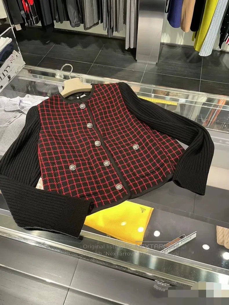 Miu Miu Miu Miu 38 Ladies' Crewneck Plaid Cardigan Jacket Size M / US 6-8 / IT 42-44 - 6 Thumbnail