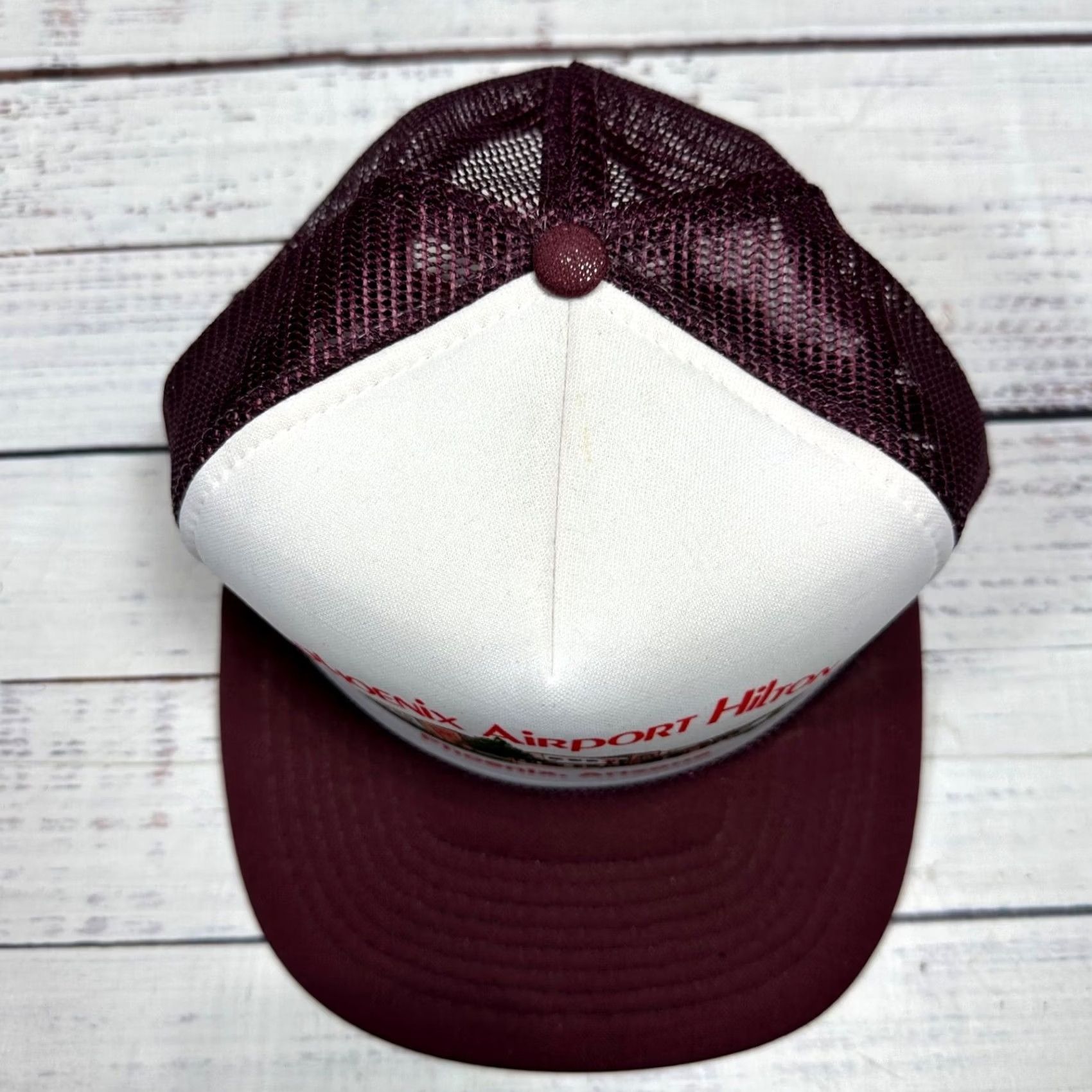 Vintage Phoenix Airport Hilton Phoenix Arizona Trucker Snapback Ball Cap Burgundy - Players Men One Size Snapback Burgundy Cap Size ONE SIZE - 3 Thumbnail