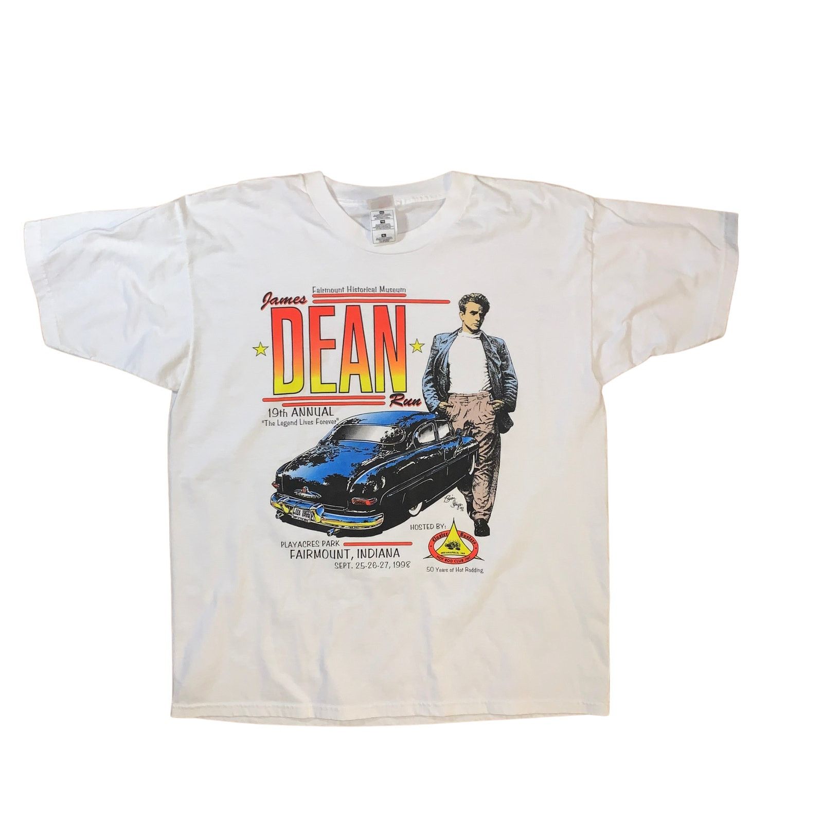 Fruit Of The Loom × Vintage Vintage James Dean T Shirt XL Single Stitch Indiana Car Show Size US XL / EU 56 / 4 - 1 Thumbnail