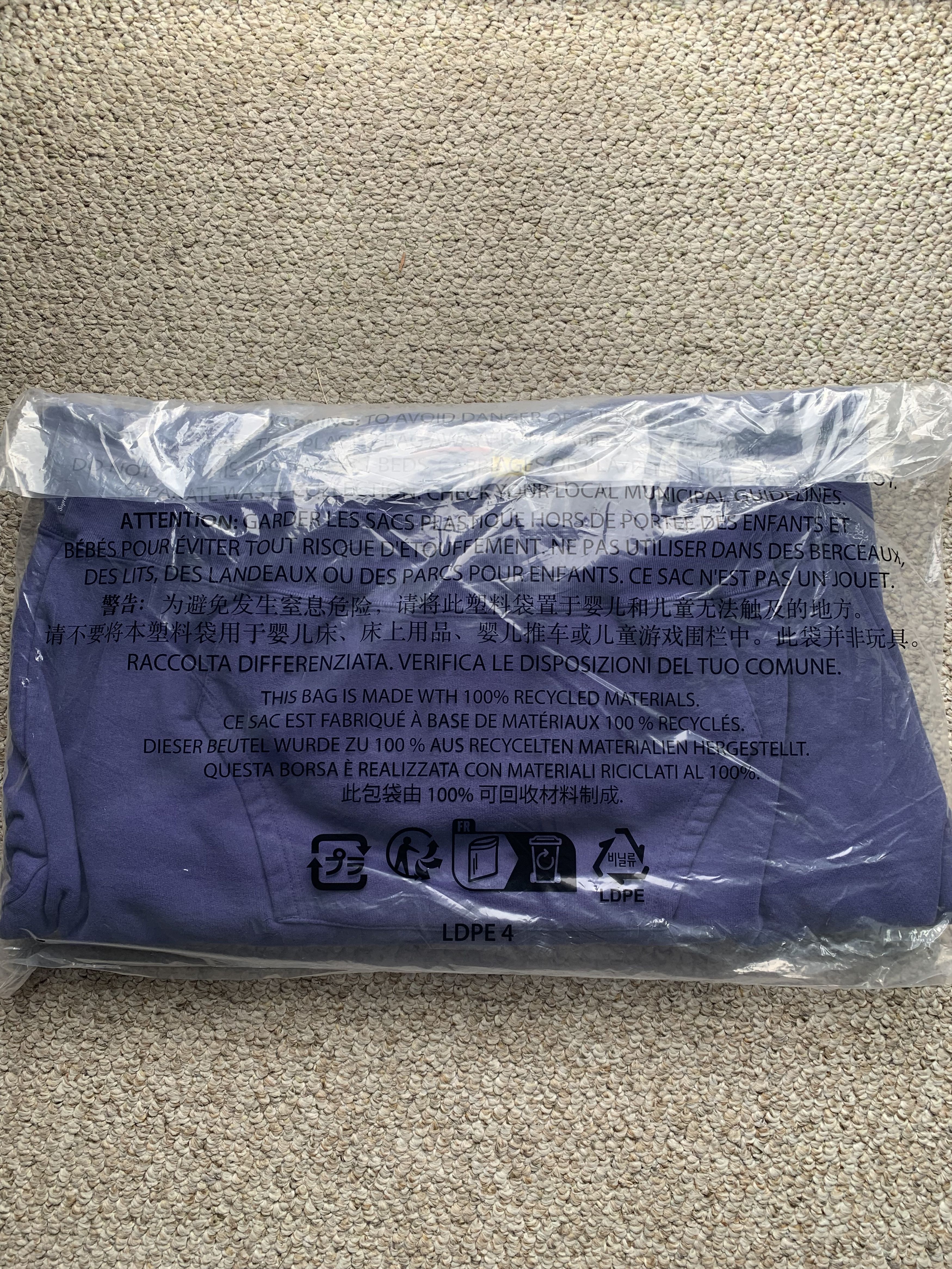 Supreme Paneled Hooded Fleece Sweatshirt Washed Navy Size US XL / EU 56 / 4 - 4 Thumbnail