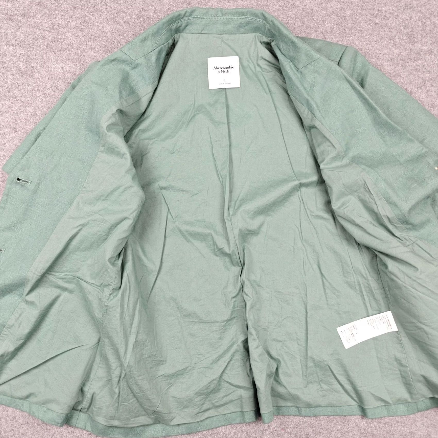 Abercrombie & Fitch Abercrombie & Fitch Blazer Womens L Green Linen Short Sleeve Two-Button Jacket Size 36" / US 14 / IT 50 - 4 Thumbnail