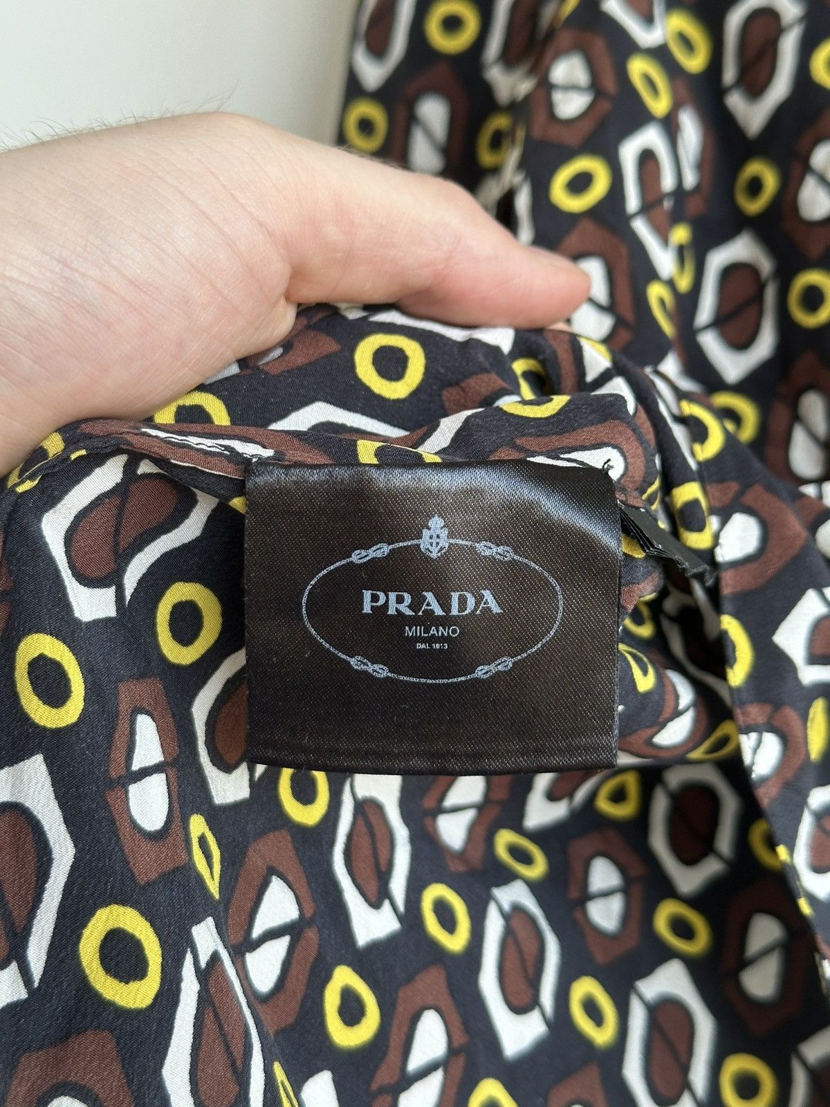 Prada Prada Silk Geometric Pattern Long Sleeve Blouse with Belt 40 Size S / US 4 / IT 40 - 14 Thumbnail