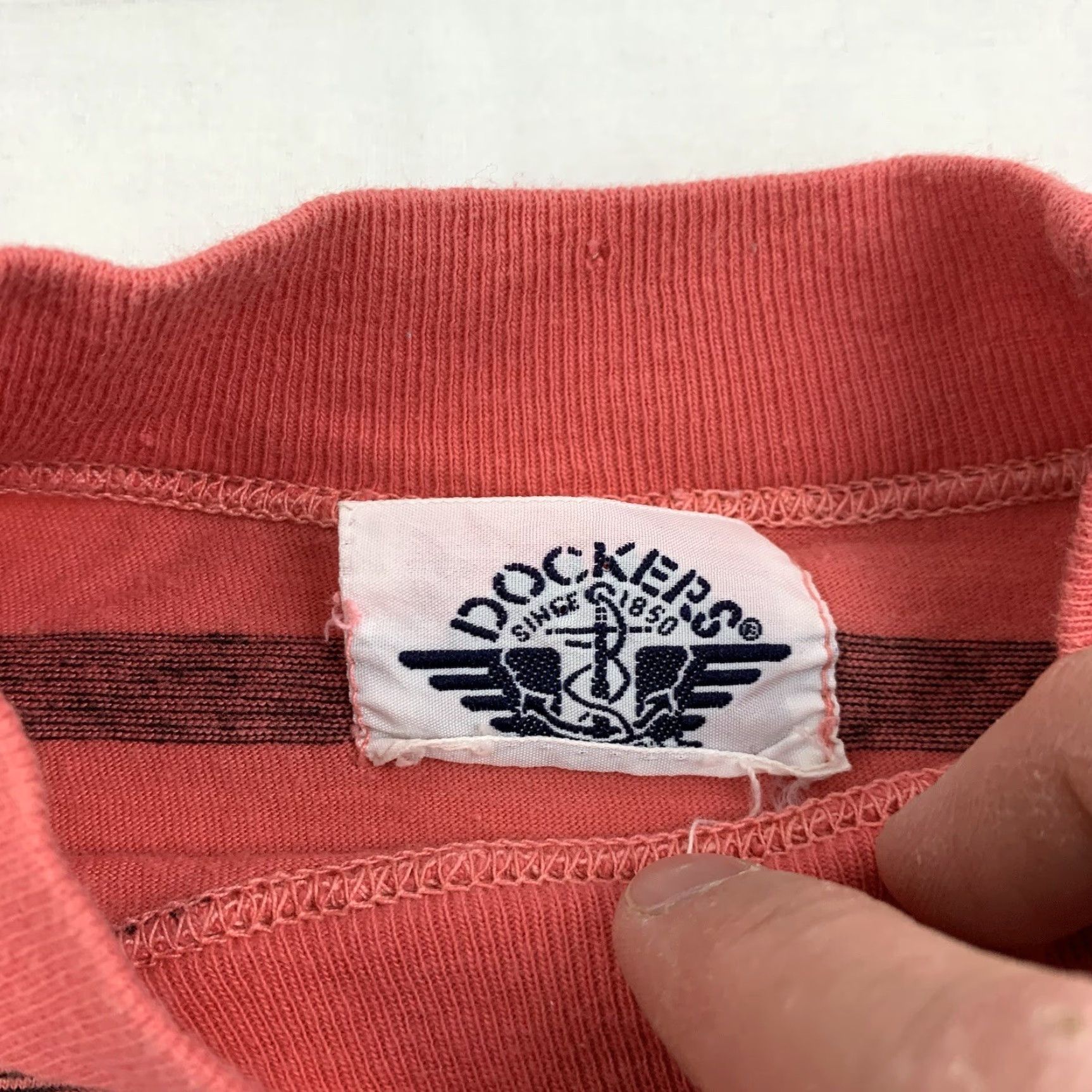 Dockers VINTAGE Dockers T-Shirt Adult Medium Pink Striped 90s Sailing Logo Mens Size US M / EU 48-50 / 2 - 4 Thumbnail