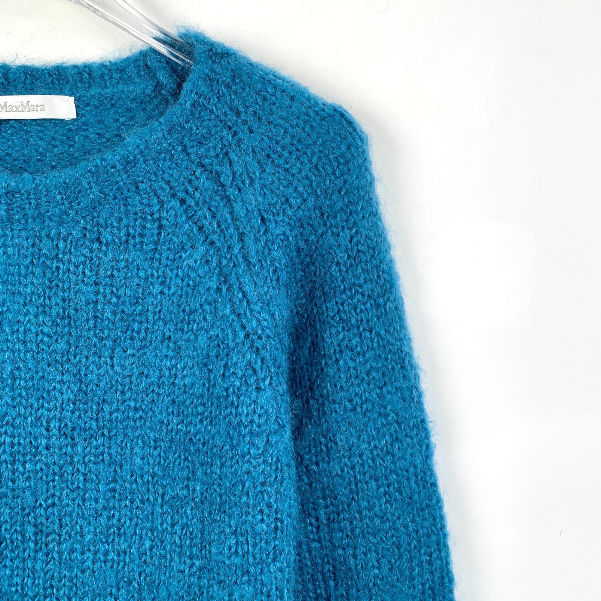 Max Mara MaxMara Blue Mohair Round-Neck Long-Sleeved Knitted Sweater Size S / US 4 / IT 40 - 5 Thumbnail