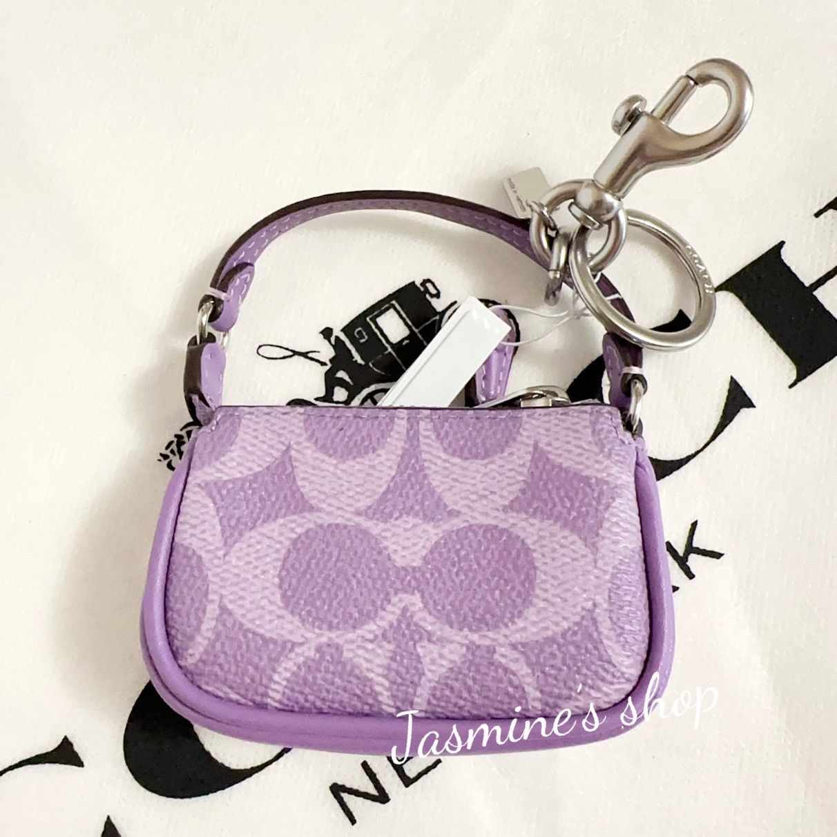 Coach NWT Coach Mini Nolita Bag Charm Iris Signature Canvas CX067 Size ONE SIZE - 5 Thumbnail