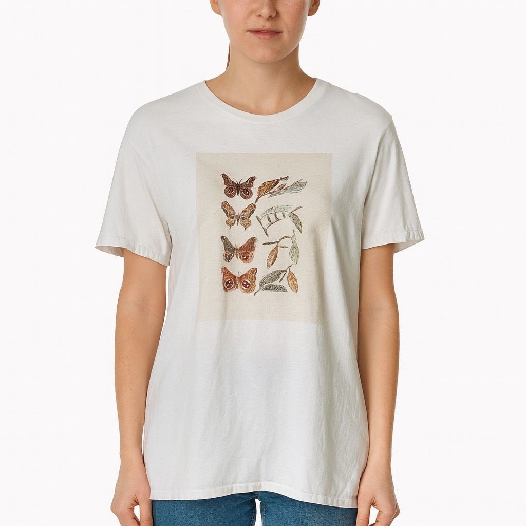 Fruit Of The Loom Vintage Fruit of the Loom Butterfly Graphic Tee White Cotton Size XL / US 12-14 / IT 48-50 - 2 Thumbnail