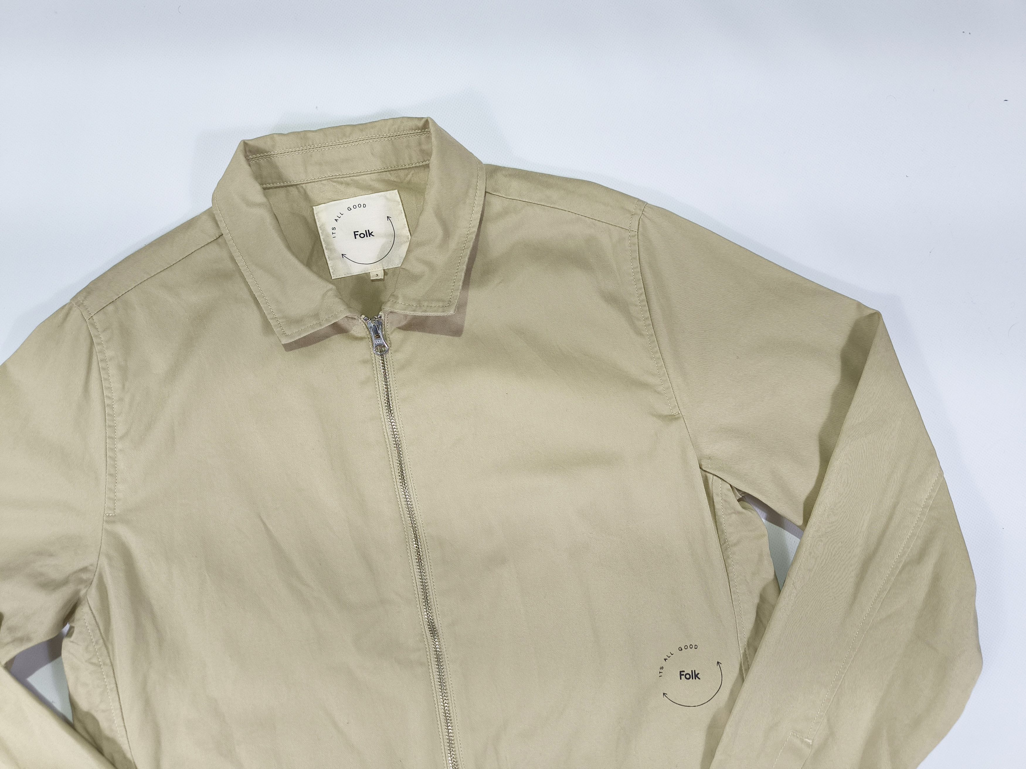 Folk Folk Beige Cotton Bomber Jacket Size 3 M Size US M / EU 48-50 / 2 - 2 Thumbnail