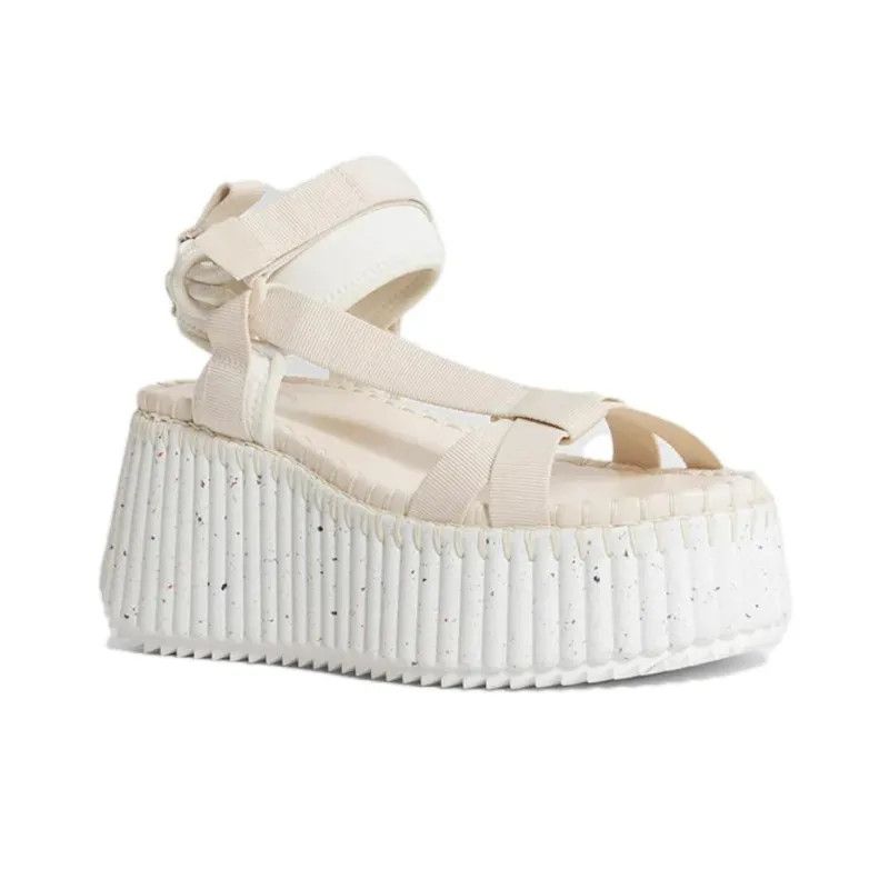 Chloe o1loc1c0425 Nama Wedge Sandals in Multicolor Size US 10 / IT 40 - 2 Thumbnail