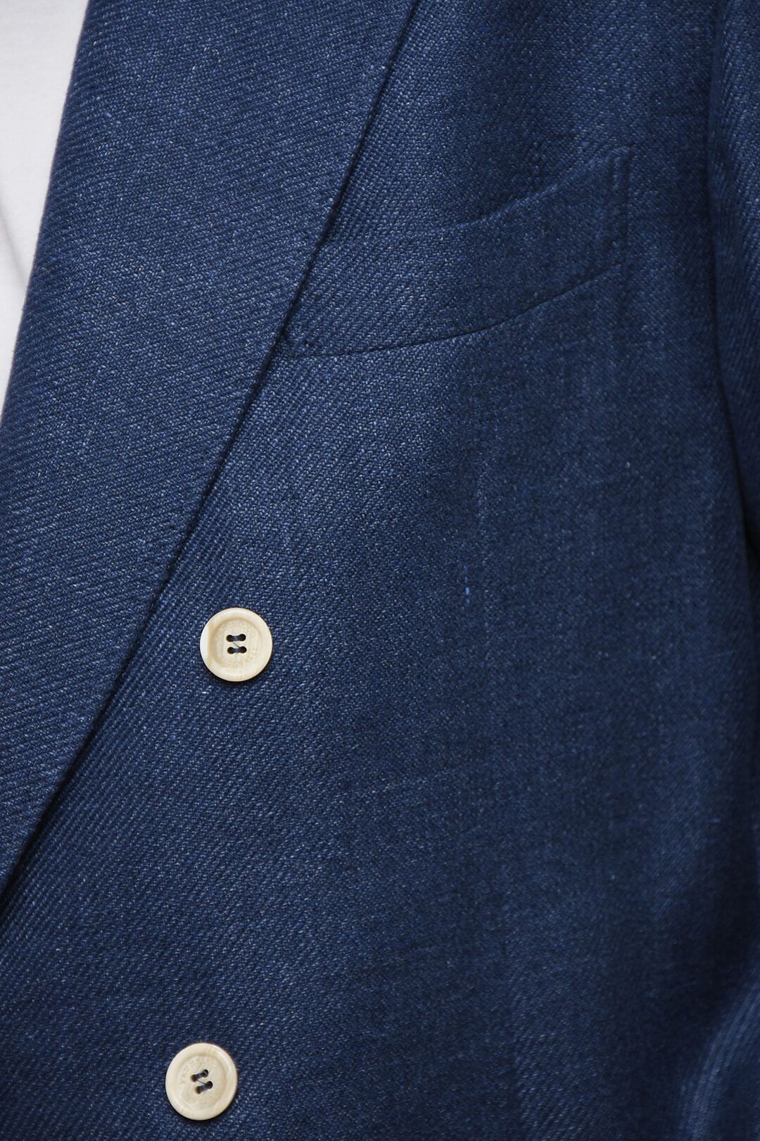 Brunello Cucinelli og1mm0725 Twill Linen Blend Double-breasted Blazer in Blue Size US XL / EU 56 / 4 - 4 Thumbnail