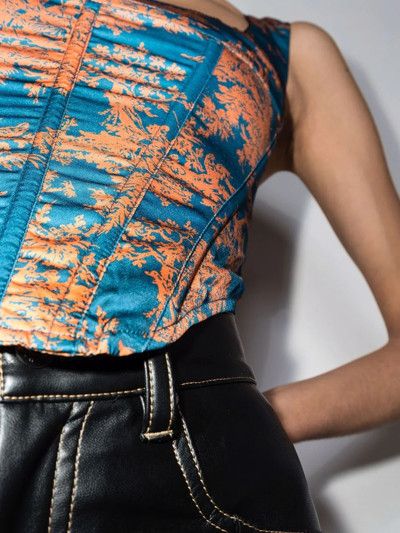 Miaou o1mle0425 Campbell Corset in Marmalade Toile & Blue Size XL / US 12-14 / IT 48-50 - 4 Thumbnail