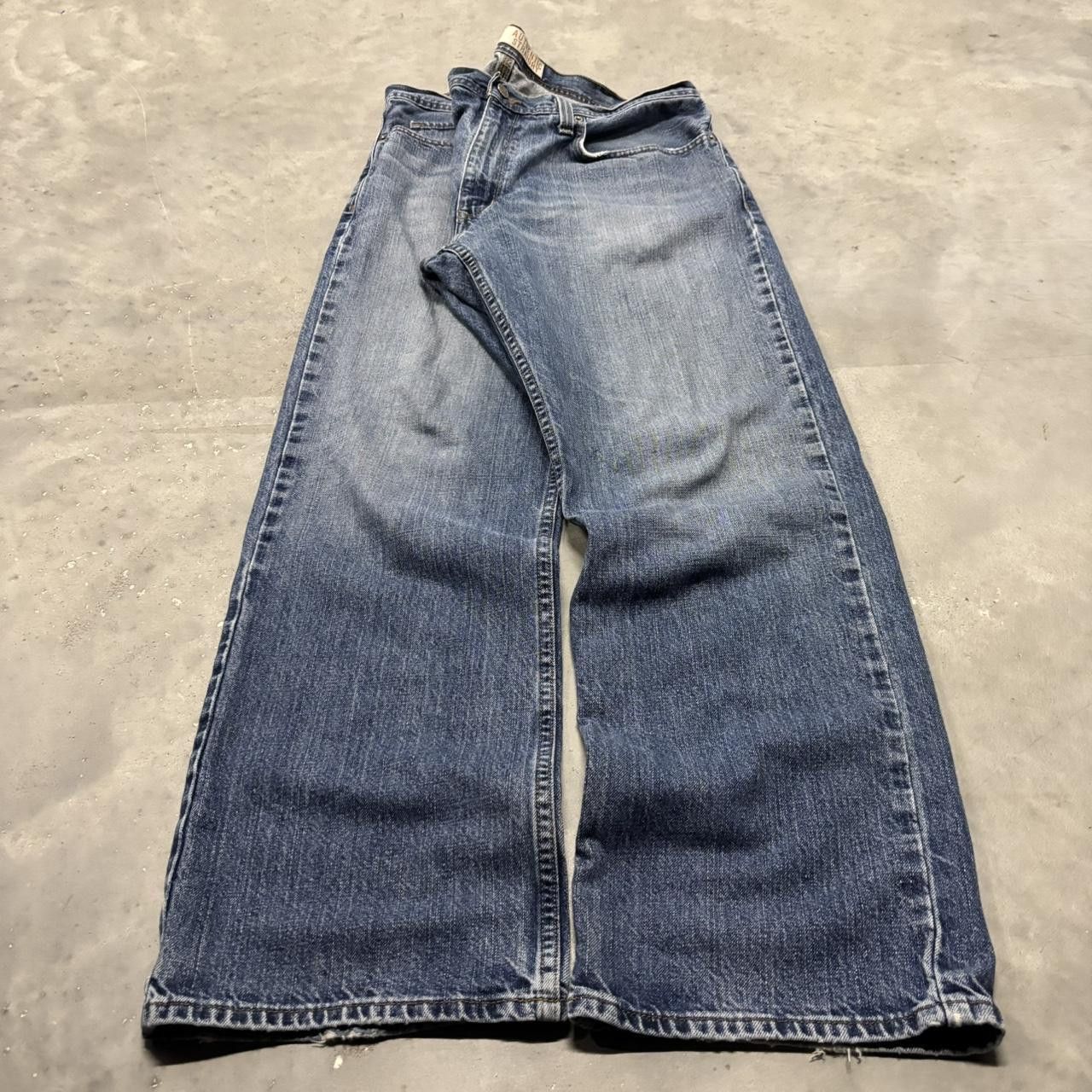 Japanese Brand × Vintage Crazy Vintage Y2K/2000s Baggy Grunge Dark Wash Denim Jeans! Size US 38 / EU 54 - 3 Thumbnail