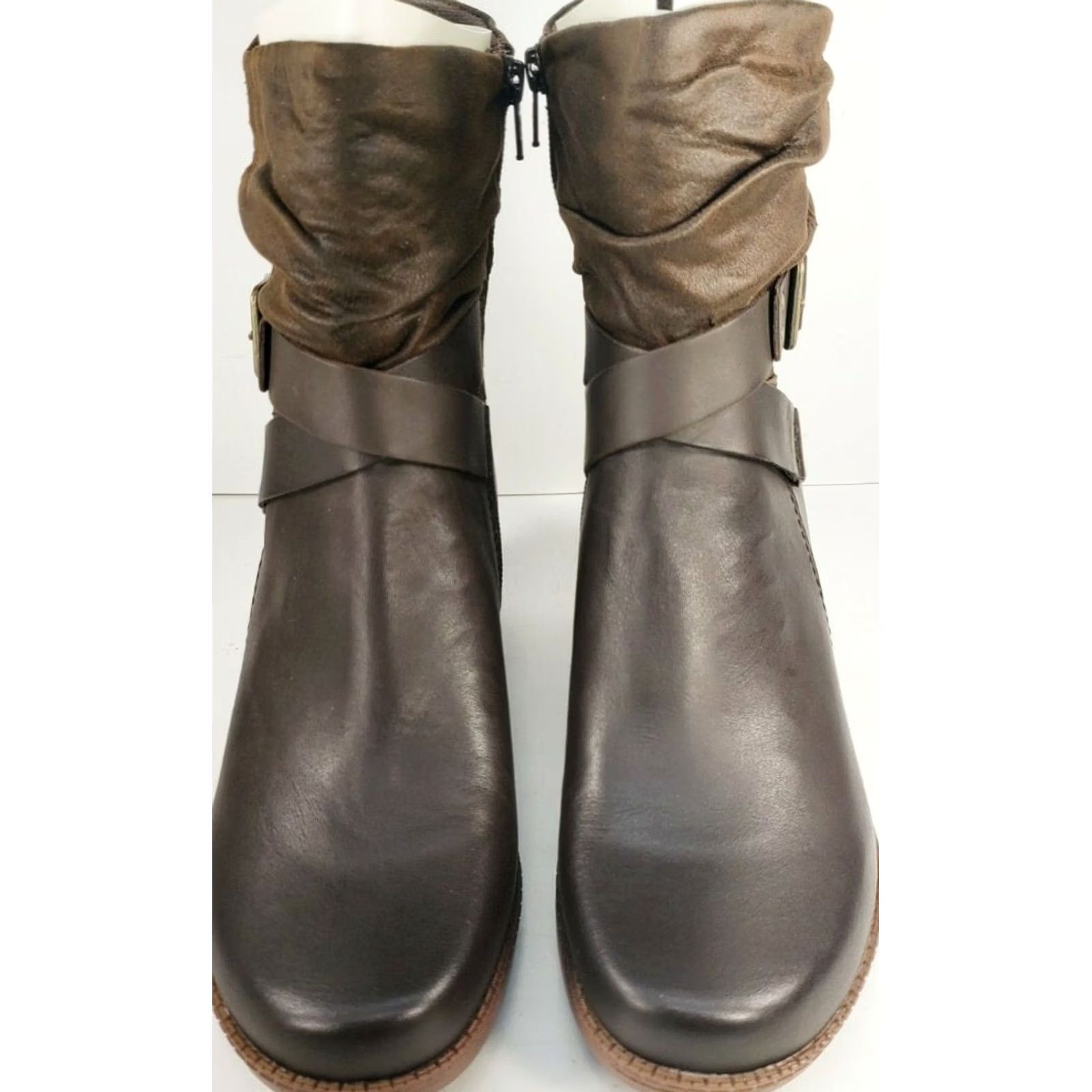 Vintage Earth Origins Wheaton Wade Women’s Leather Mid Boots Bark Brown Size 9.5 Size US 10 / IT 40 - 5 Thumbnail