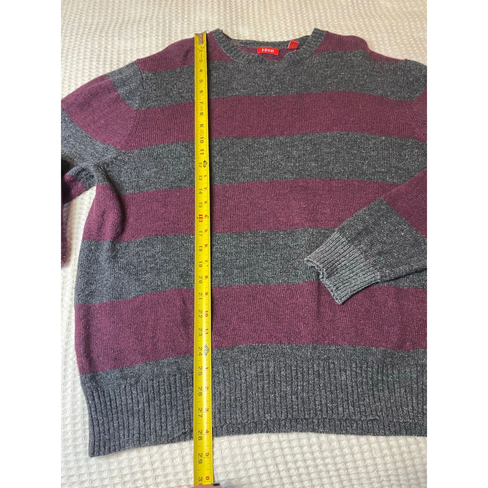 Izod IZOD Wool Blend Grey Purple Striped Crew Neck Sweater XXL Size US XXL / EU 58 / 5 - 6 Thumbnail