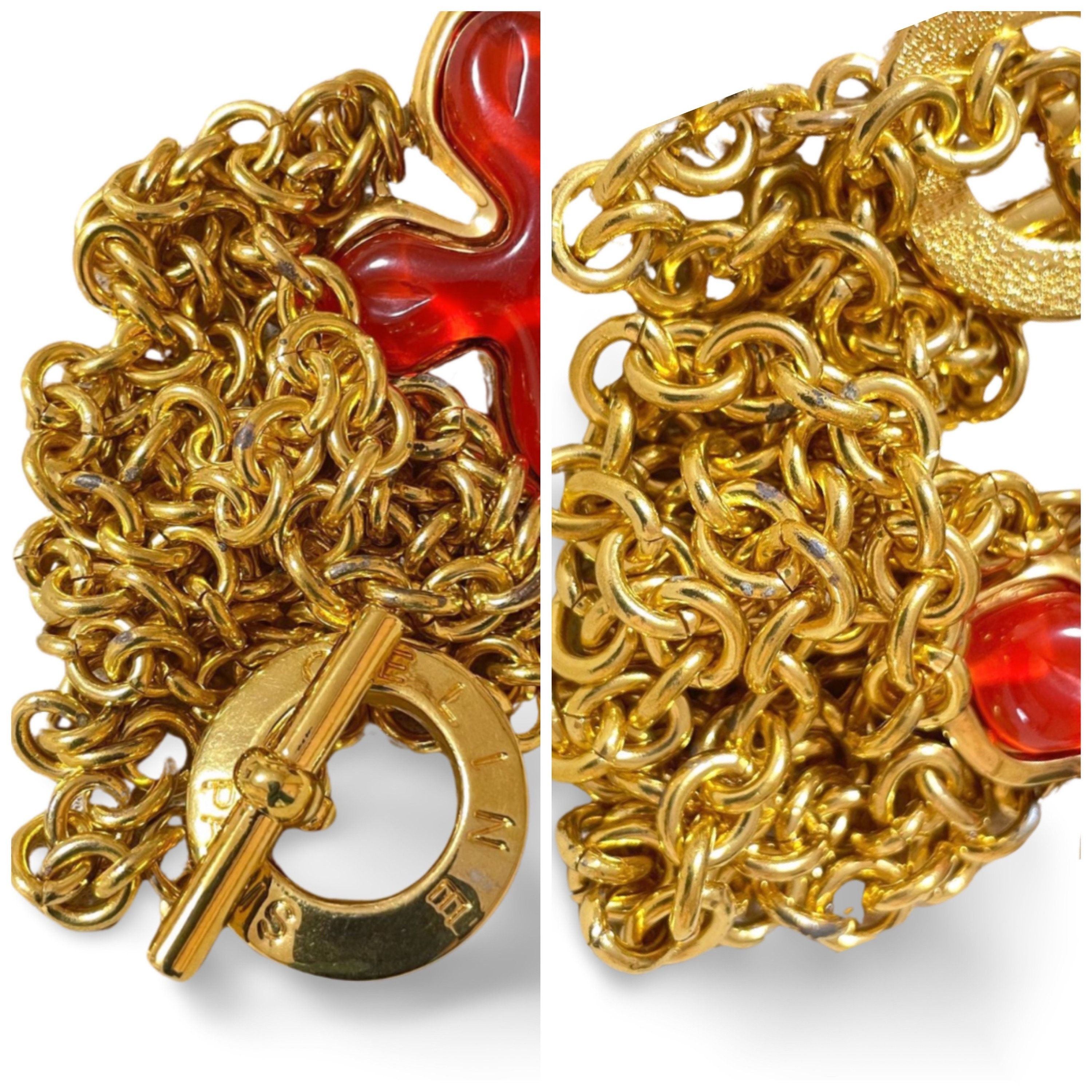 Celine Vintage Celine thick gold chain necklace with flower top Size ONE SIZE - 3 Thumbnail