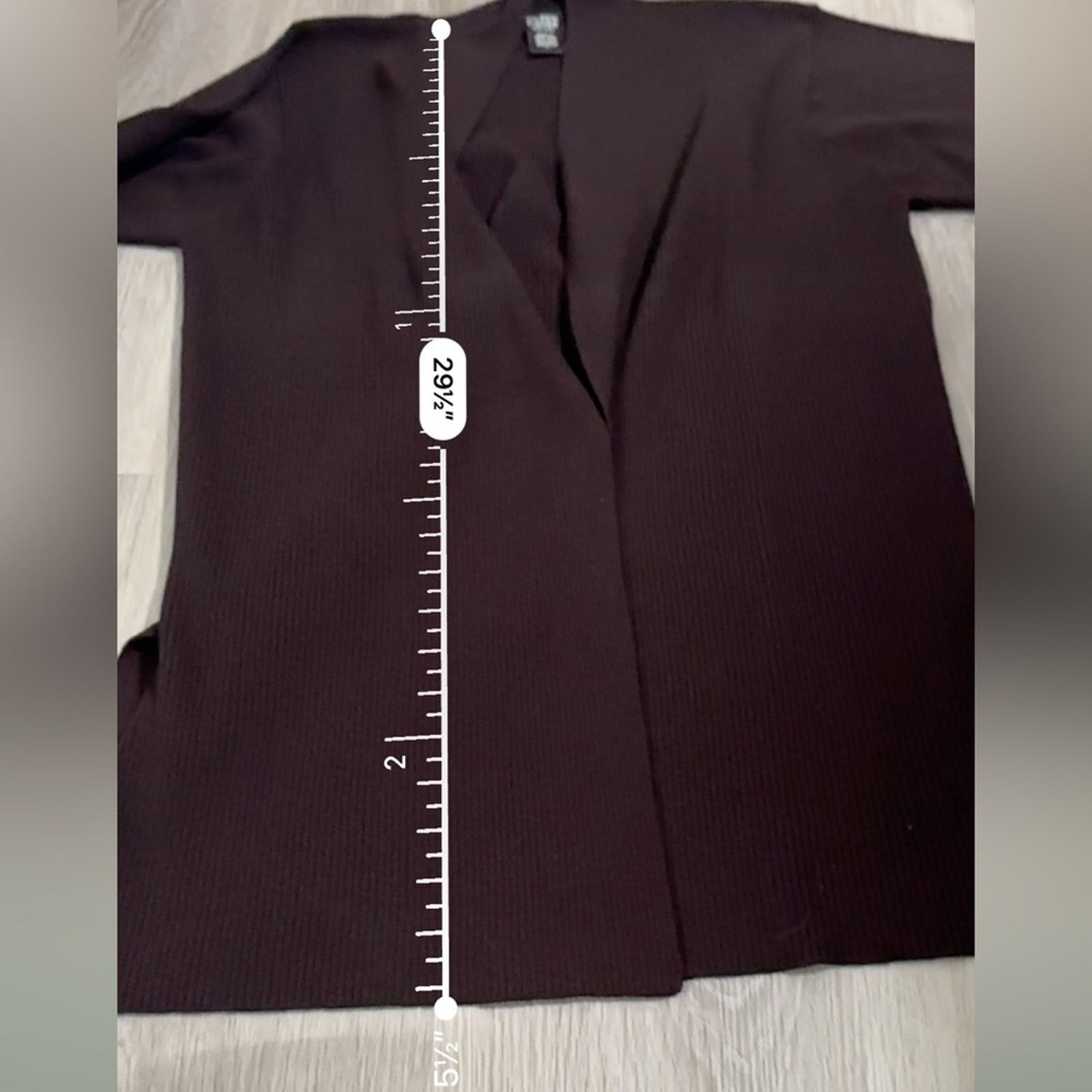 Eileen Fisher Eileen Fisher 100% Wool Dark Brown Ribbed Open Cardigan Size L / US 10 / IT 46 - 7 Thumbnail
