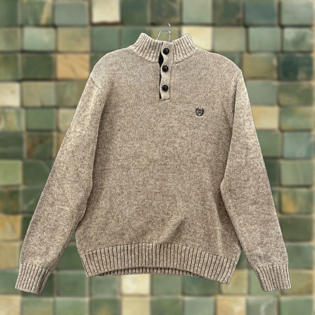 Chaps Chaps Henley Sweater Men's Small Beige Elbow Patch Fisherman Grandpa Preppy Golf Size US S / EU 44-46 / 1 - 1 Thumbnail
