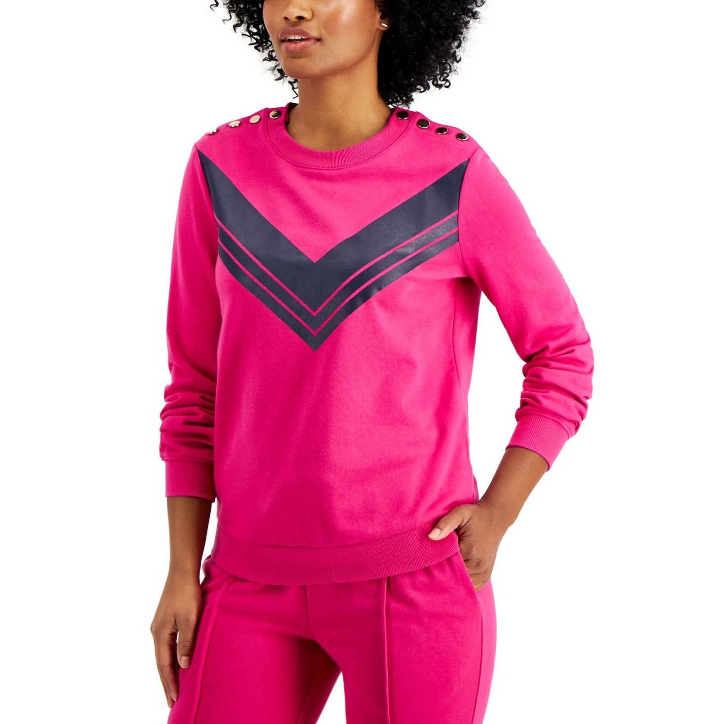 Other Charter Club Chevron Button-Shoulder Top, Pink Tutu, XL Size XL / US 12-14 / IT 48-50 - 10 Thumbnail