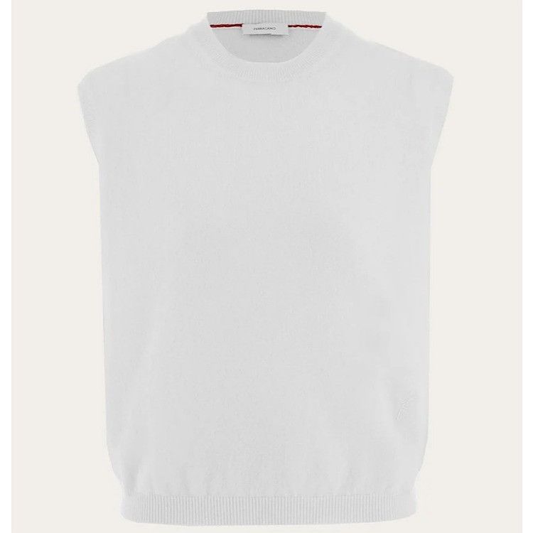 Salvatore Ferragamo o1s1rm0526 Knitted Cotton Vest in White Size S / US 4 / IT 40 - 1 Preview