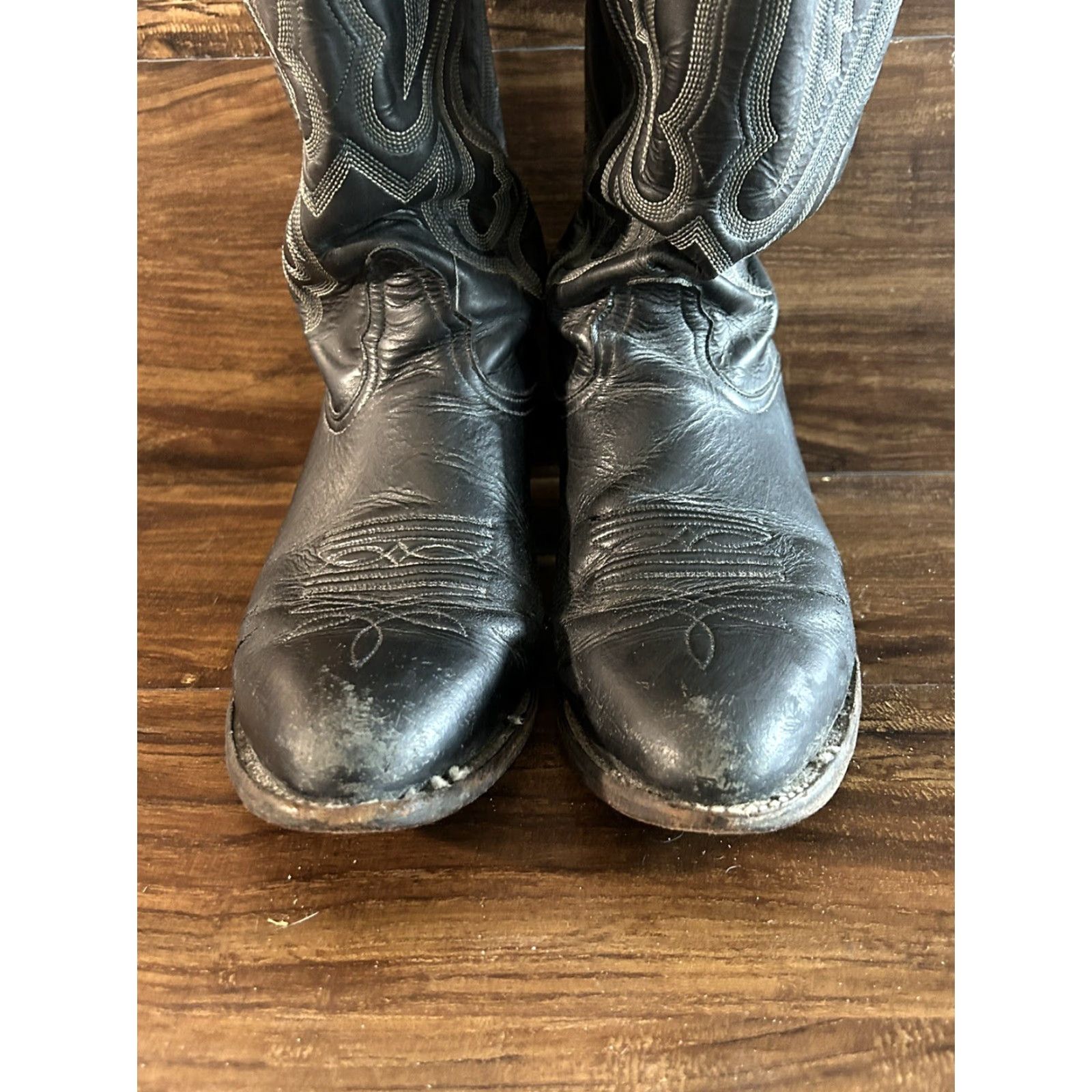 Vintage Nocona Boots Mens Cowboy Western Boot Black 8.5 D Leather Pointed Toe Boots Mens Mens Western Cowboy Theme Shoes Size US 9 / EU 42 - 4 Thumbnail