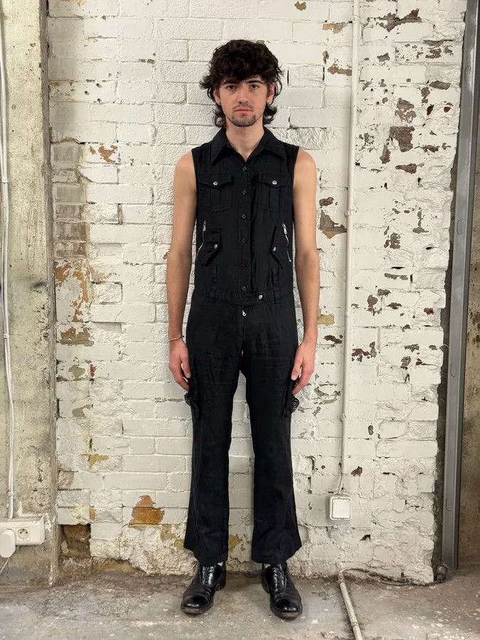 Dolce & Gabbana SS2003 Dolce & Gabbana Black Linen Millitary Combi Set Size XS / US 0-2 / IT 36-38 - 2 Thumbnail