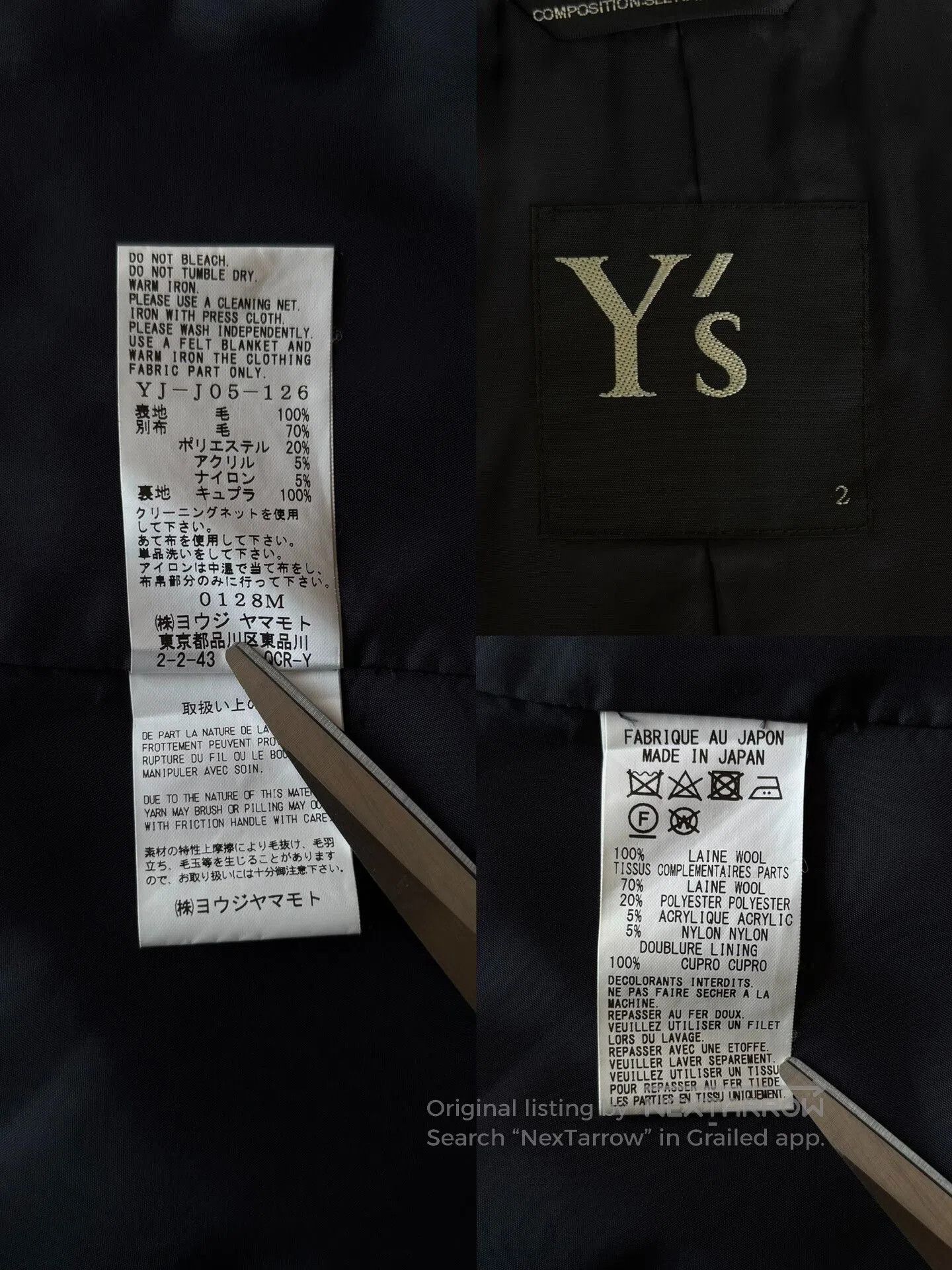 Yohji Yamamoto Yohji Yamamoto Y's 23AW Buttoned Coat. Size US M / EU 48-50 / 2 - 7 Thumbnail
