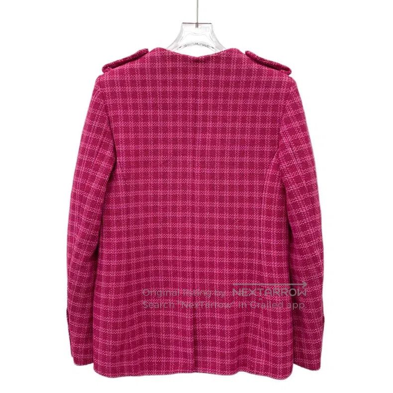 Chanel Chanel Seoul Series Rose Pink Plaid Cotton Lapel Single-br Size XS / US 0-2 / IT 36-38 - 2 Thumbnail