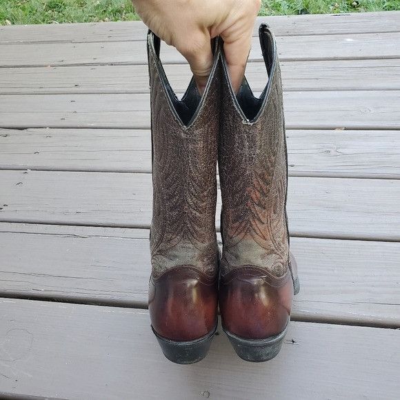 Vintage Vintage 80s Laredo Distressed Brown Leather Western Cowboy M Size US 9 / EU 42 - 4 Thumbnail