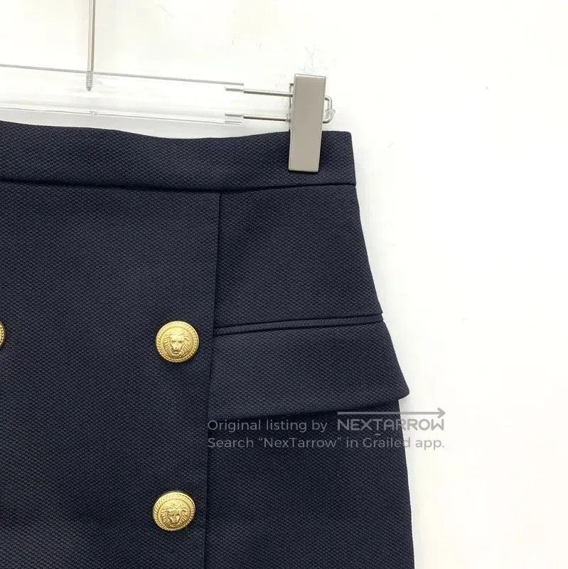 Balmain Balmain Black Cotton S Skirt with Gold Buttons . Size 23" - 3 Thumbnail