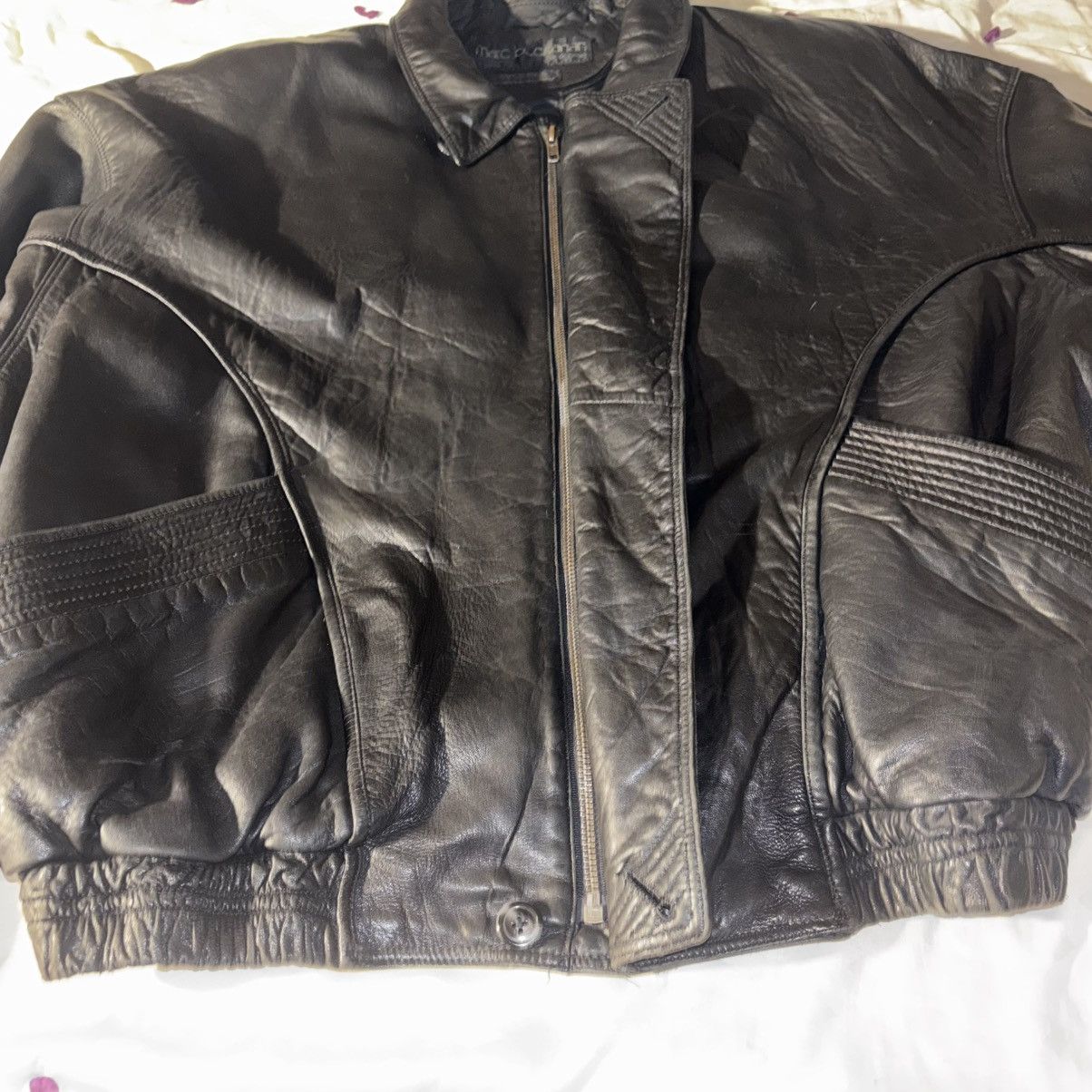 Marc Buchanan Vintage All Black Pelle Pelle Bomber Jacket Size US L / EU 52-54 / 3 - 10 Thumbnail