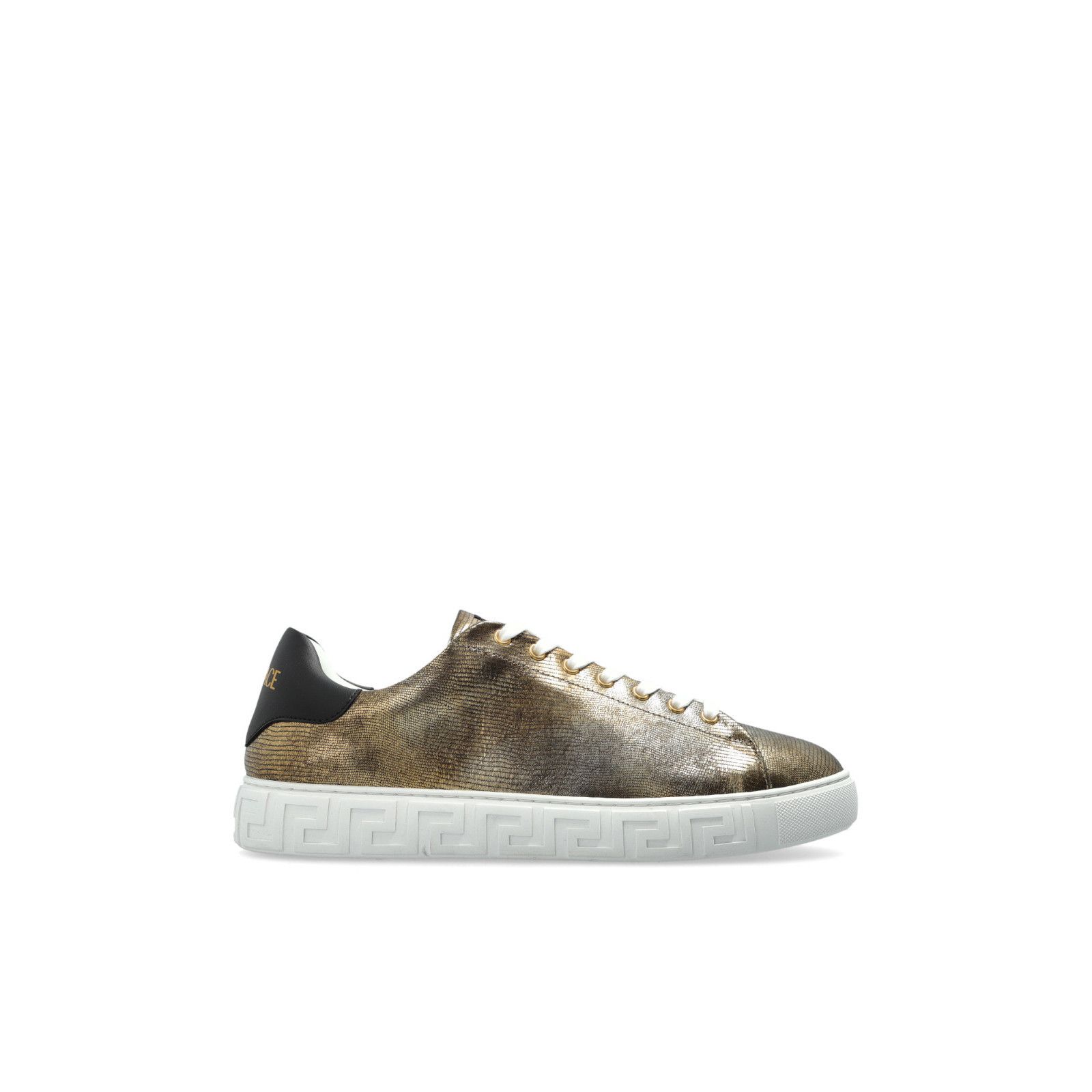 VERSACE Greca Gold Leather Sneakers New And Authentic (Men's
