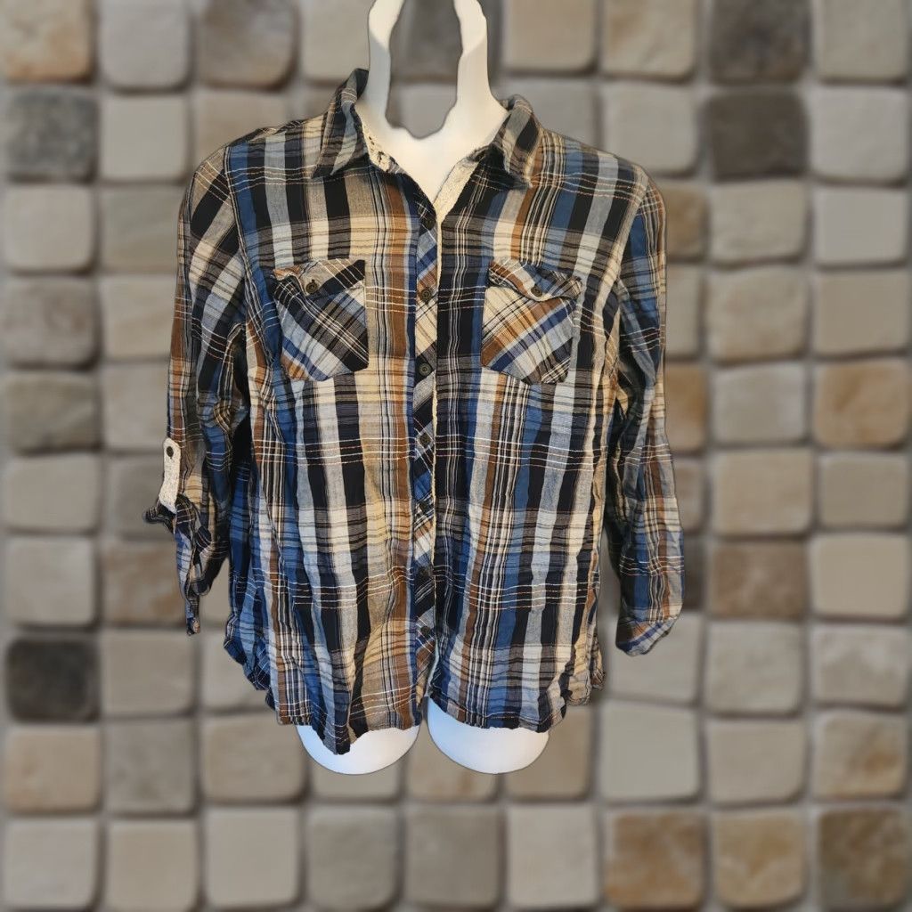 Vintage Dressbarn Button-Up Shirt Western Plaid Cotton 2X Women Size XXL / US 16-18 / IT 52-54 - 1 Thumbnail