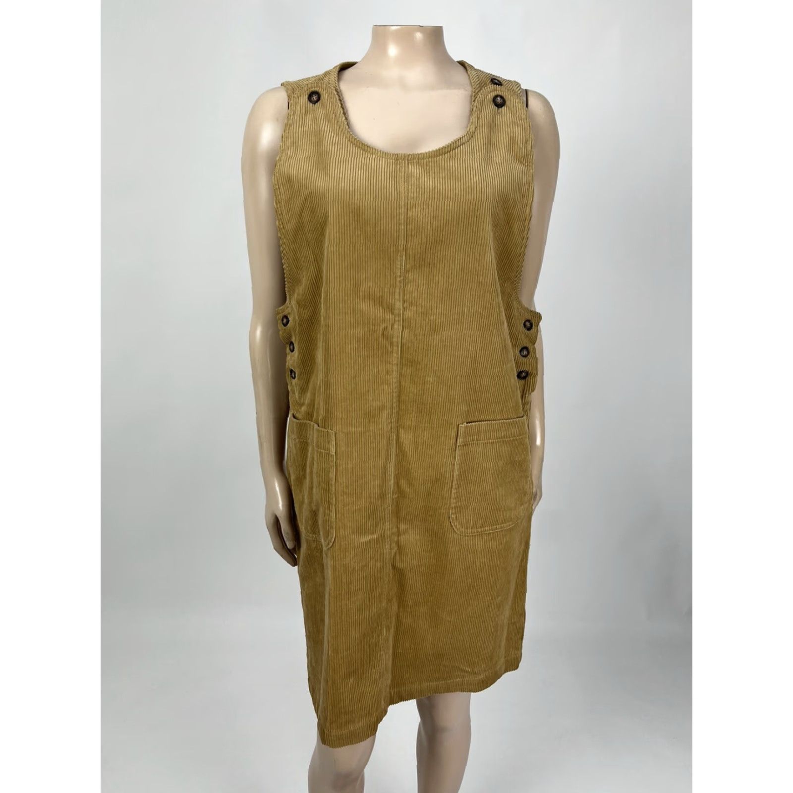 Vintage Vintage Karen Scott Dress Corduroy Beige 8 Shift Pocket s 80s 90s Casual Secretary/Geek Womens Size XS / US 0-2 / IT 36-38 - 2 Thumbnail