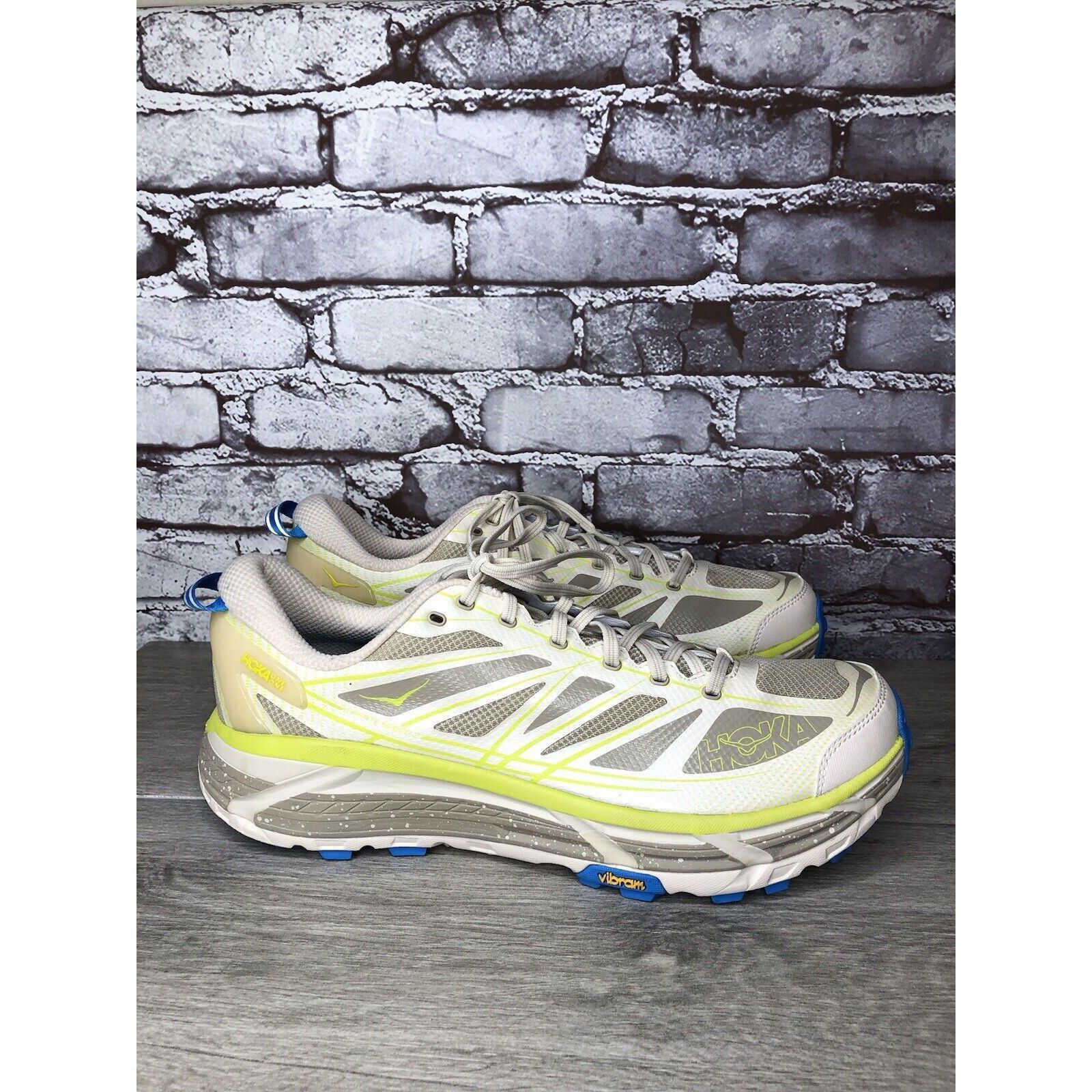 Hoka Hoka One Mafate Speed 2 Eggnog Gray Mesh Neon Yellow Running Size US 14 / EU 47 - 19 Thumbnail