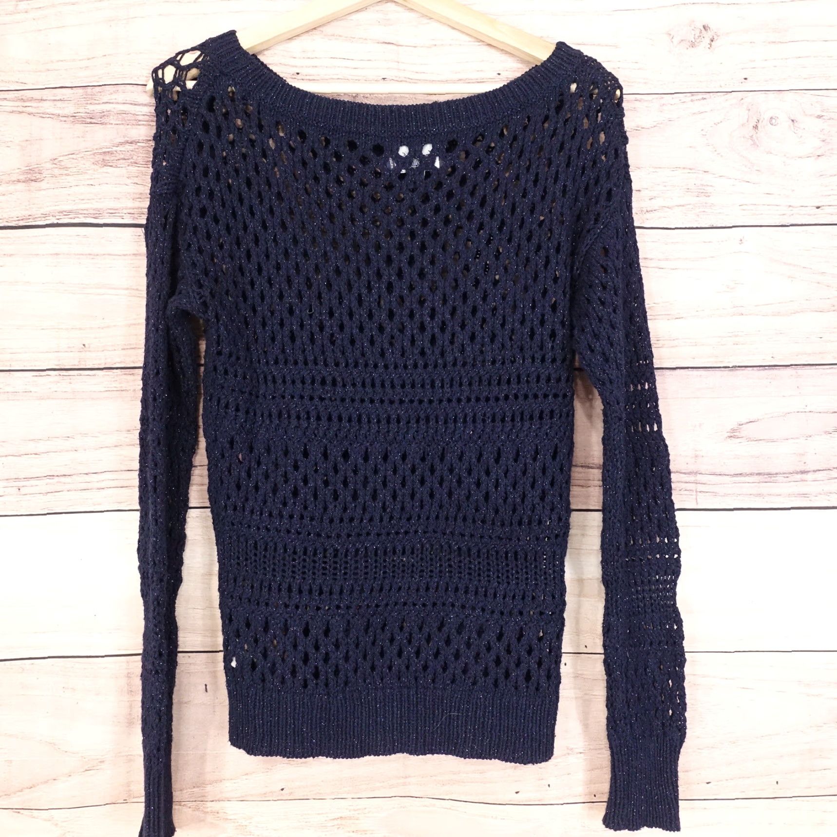 American Eagle Outfitters Vintage American Eagle Outfitters Women's Blue Lace Sweater Size Small Casual Pullover Size S / US 4 / IT 40 - 4 Thumbnail