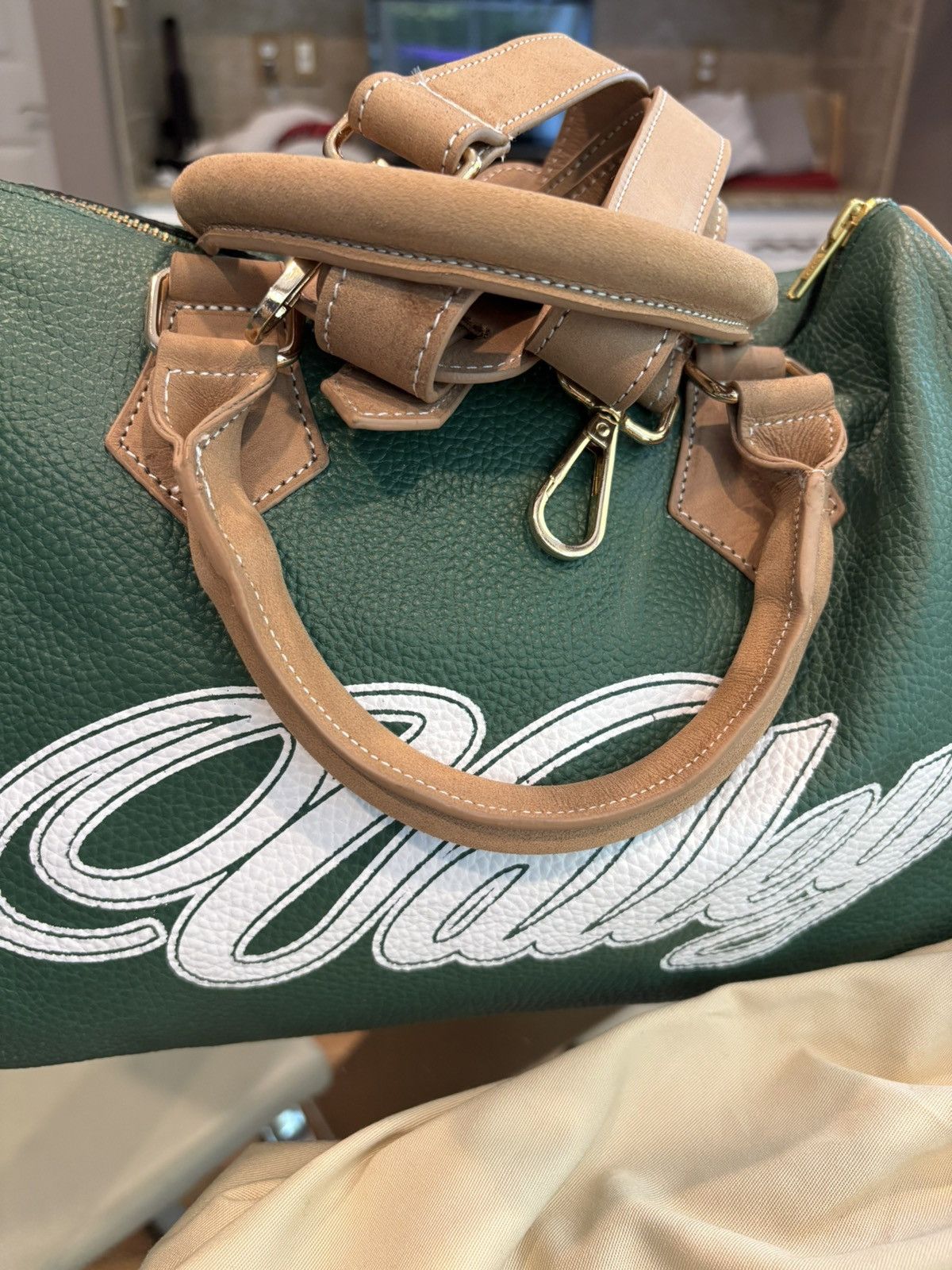 Vale Vale Money Green Small Leather Duffle Bag Size ONE SIZE - 3 Thumbnail