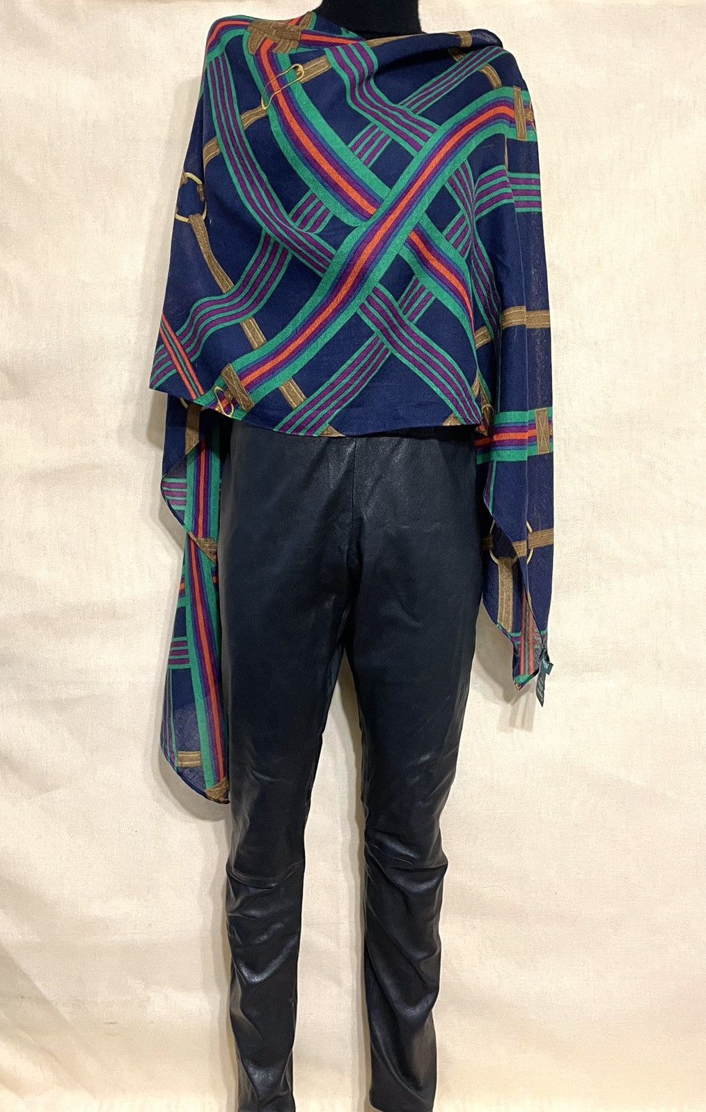 Lauren Ralph Lauren × Ralph Lauren Lauren Ralph Lauren chains navy wool scarf Size ONE SIZE - 3 Thumbnail