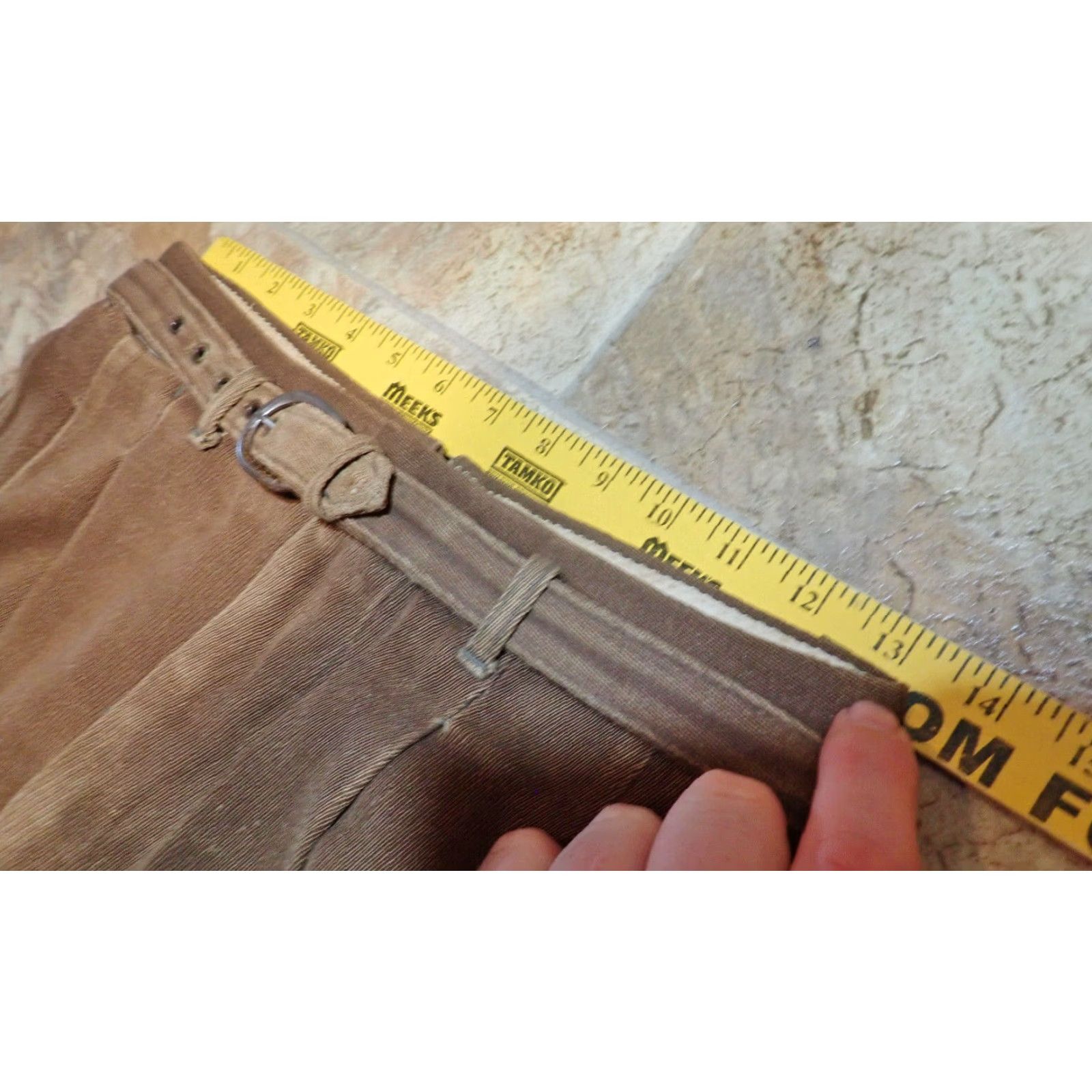 CLOT VINTAGE 1930s Lanshire Cloth Brown Gabardine Pleated Trousers 26x26 Men’s Pants with Belt Edwardian Style Straight Leg Flat Front WWII Era Size US 26 / EU 42 - 6 Thumbnail