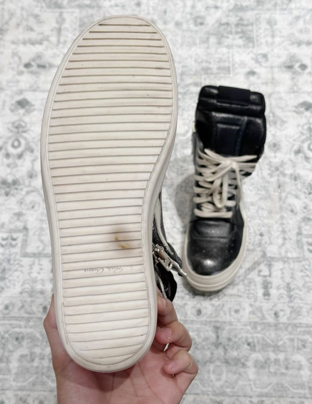 Rick Owens Rick Owens Geobasket classic cracked silver leather Size US 8 / EU 41 - 8 Thumbnail